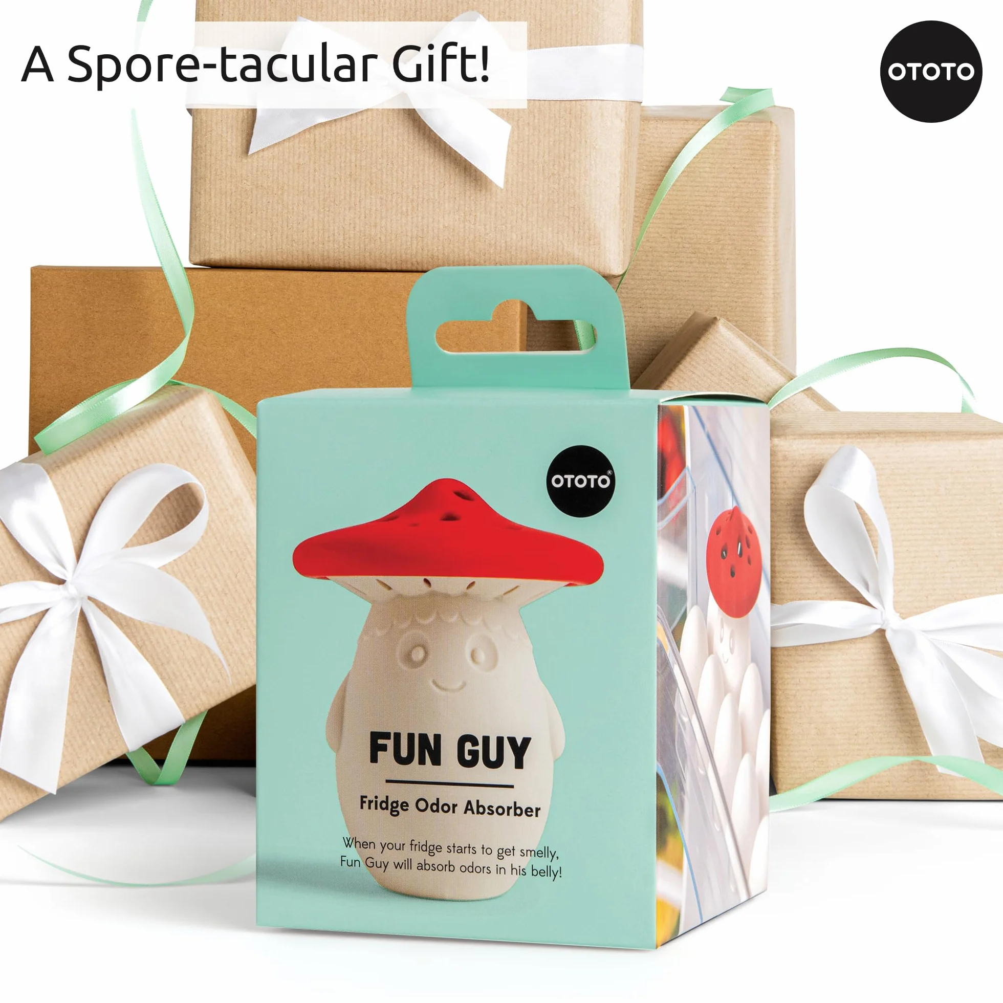 OTOTO Fun Guy Dezodorant do lodówki klasy spożywczej, nadaje się do mycia w zmywarce, wolny od BPA, 7 x 7 x 8,6 cm