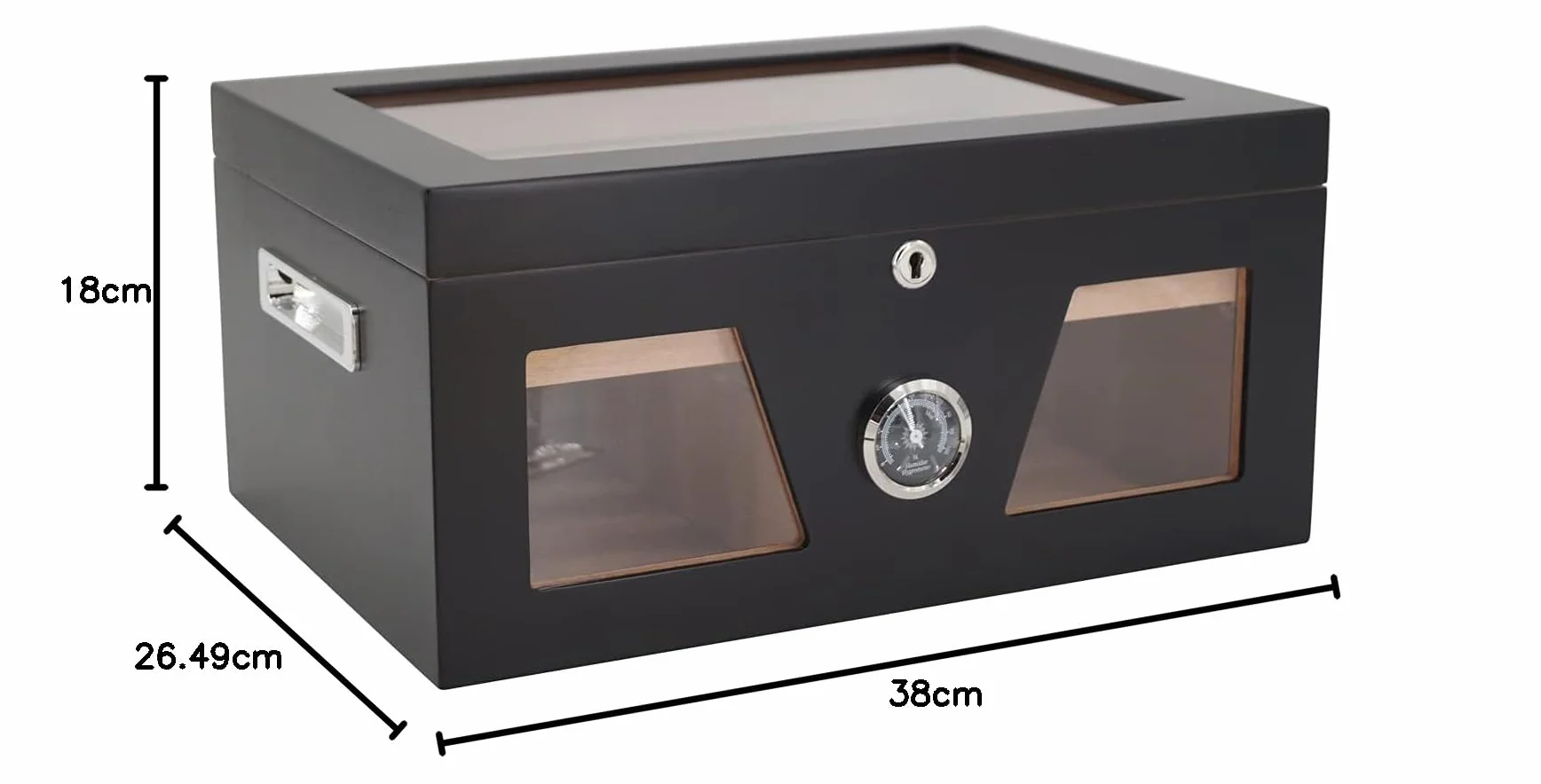 GERMANUS Humidor skrzynia z okienkiem, czarna