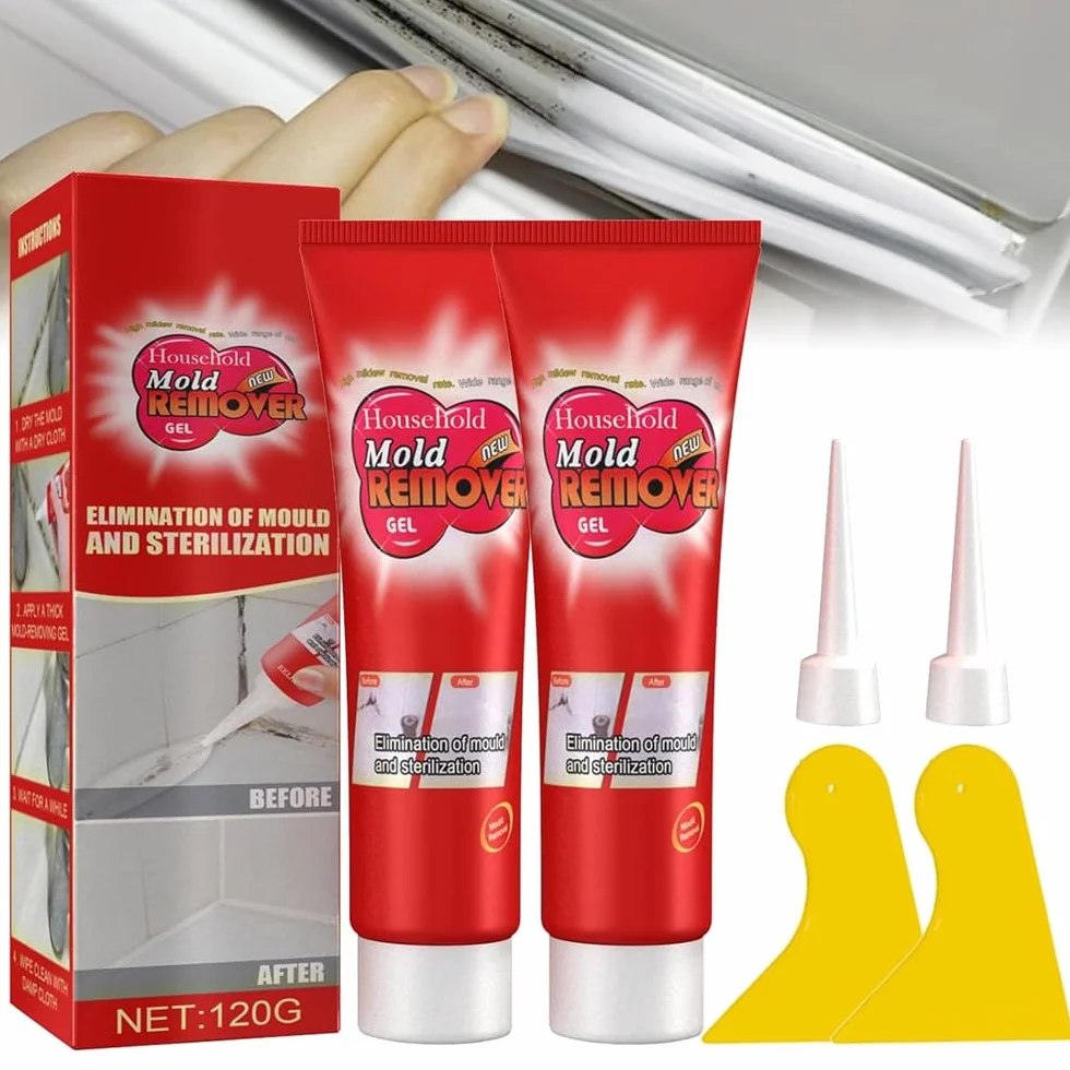 2 pcs Flinzor Mold Remover,Magic Mold Remover Gel,Powerful Quick Mold Remover Gel,Household Mould Removal Gel for Kitchen Bathroom Tile Stains Sink