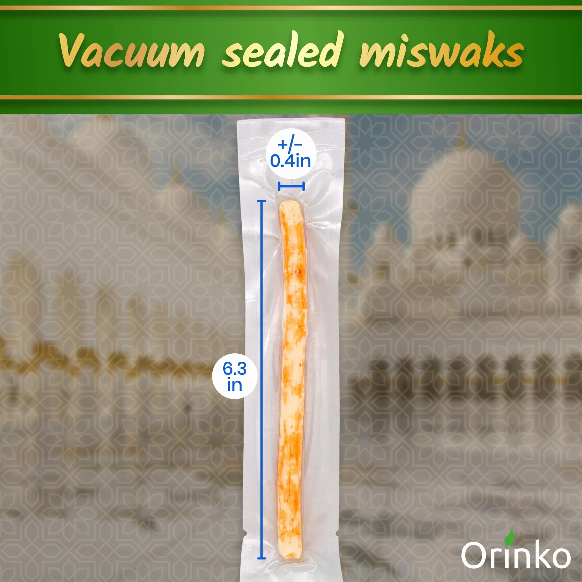 Orinko Zestaw 6 Patyczków Miswak - 100% Naturalne Szczoteczki do Zębów - Czyszczą, Dezynfekują i Wybielają - Ekologiczne, Biodegradowalne i Wegańskie - Dodatkowy E-book