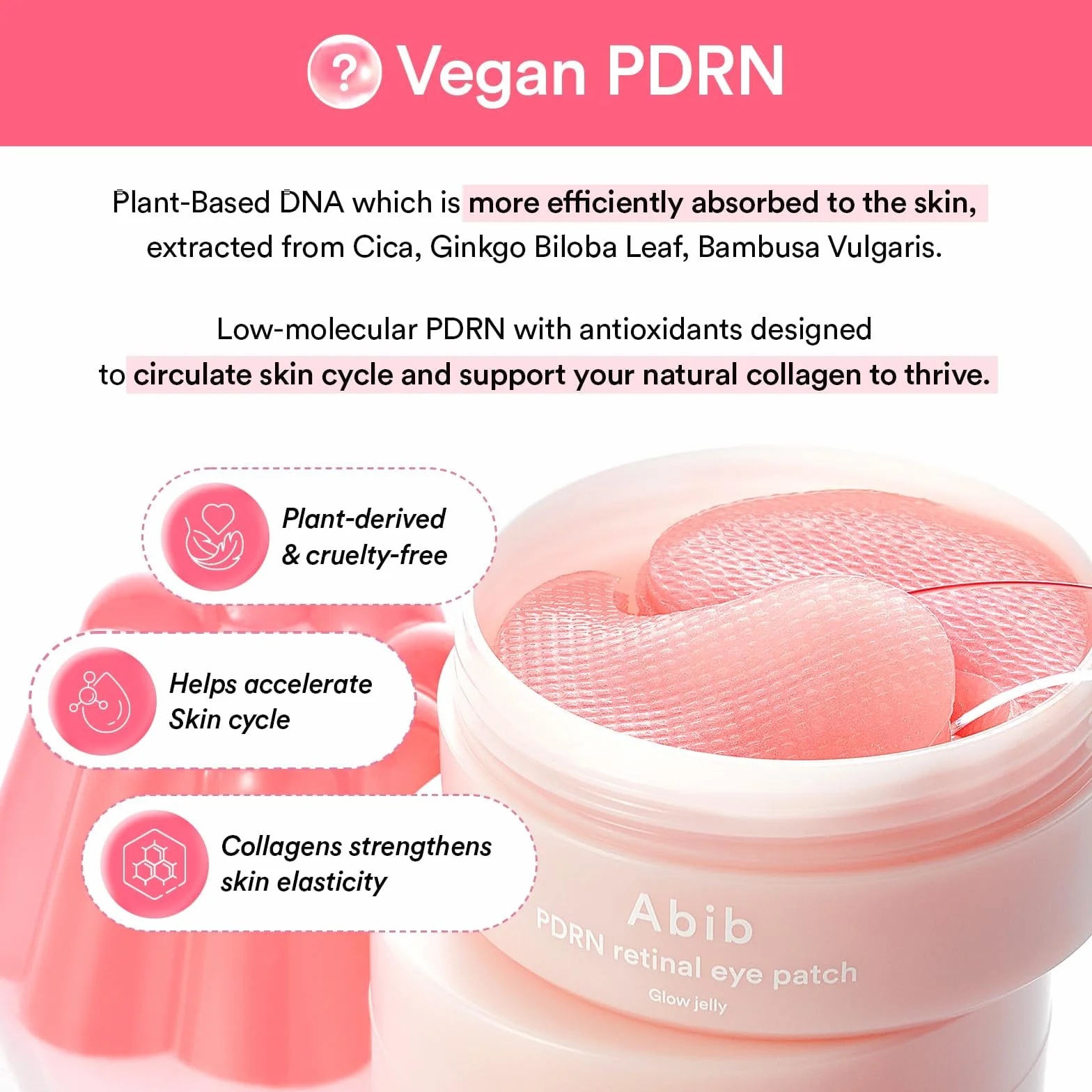 Abib Pdrn Retinal Eye Patch Glow Jelly Koreańskie plastry na opuchnięte oczy i cienie pod oczy, przeciwzmarszczkowe, kolagen, kofeina, niacynamid 60 plastrów,