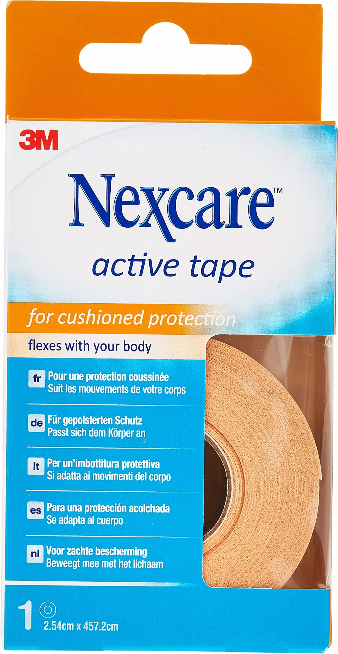 Nexcare Taśma aktywna 2,5 cm x 4,5 m 1 rolka beżowa