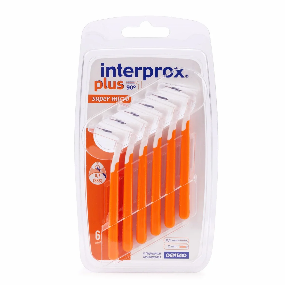 INTERPROX 0,5 mm Pomarańczowy Super Micro Plus INTERPROXIMAL Brush 6'S