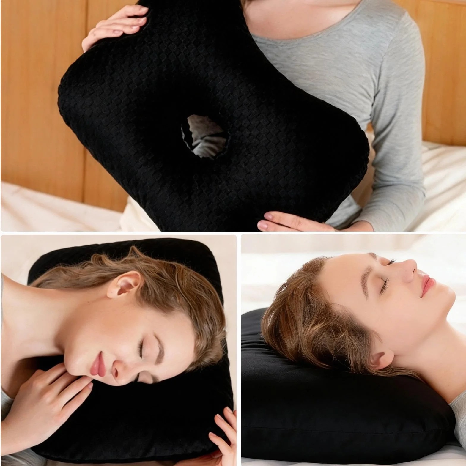 Poduszka do przekłuwania z otworem 44x32x5cm czarny