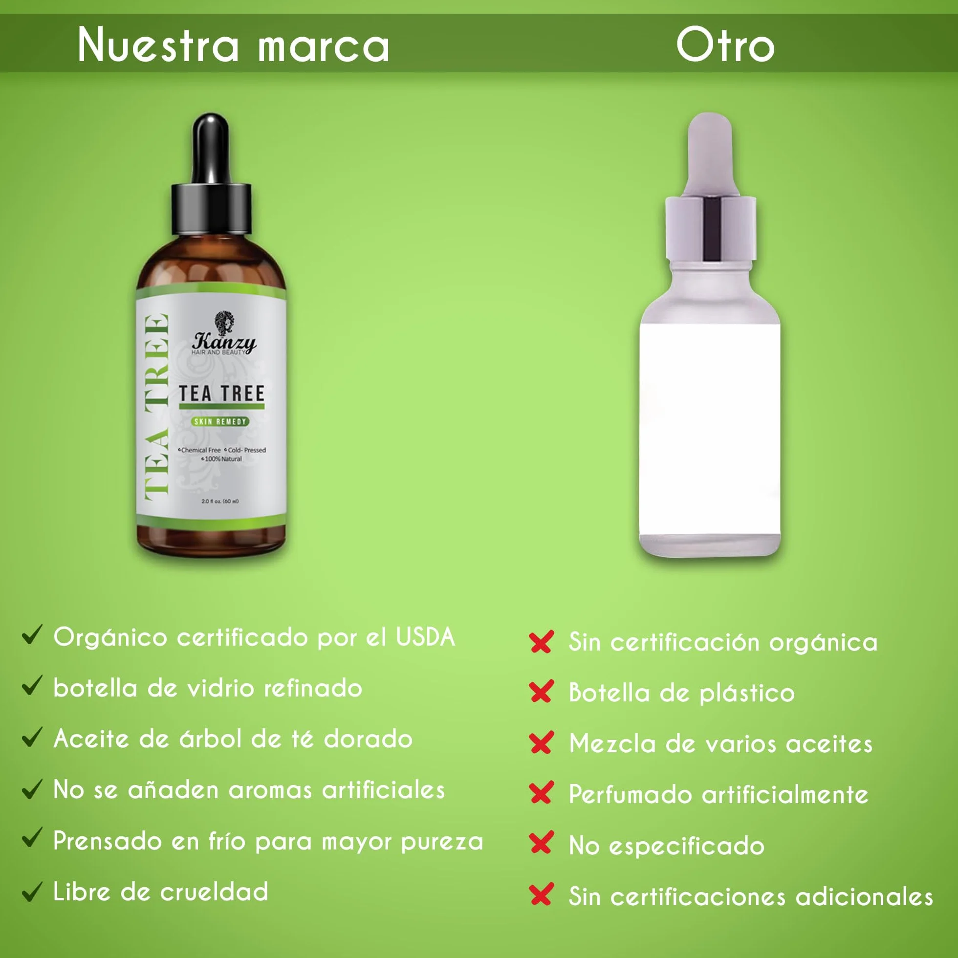 Kanzy Olejek Drzewa Herbacianego 60ml 100% dla Skóry Tea Tree Oil Zabieg na Twarz, Włosy, i Paznokcie Naturalny Wegański
