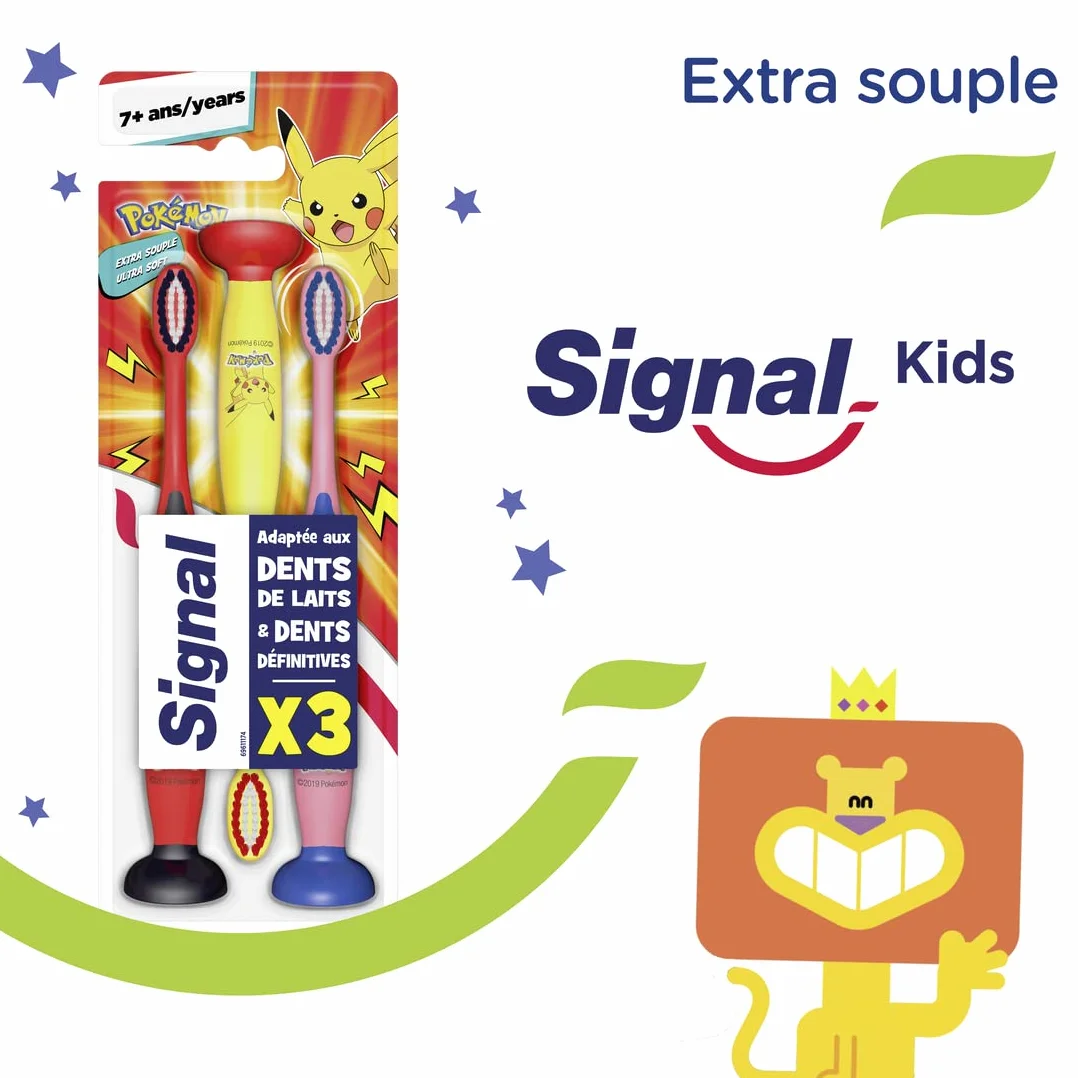 SIGNAL Szczoteczka do zębów dla dzieci 7+ lat Extra Soft zestaw 3 sztuk