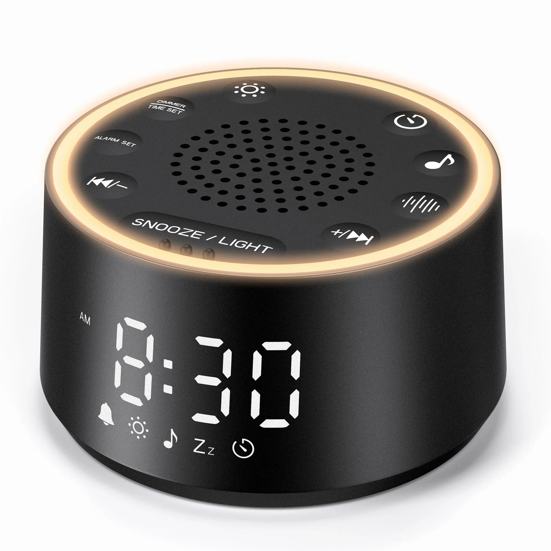 Dreamegg White Noise Machine - D1 Nova biały szum dla niemowląt i dorosłych, 25 uspokajających dźwięków, 10 lampek nocnych, przyciemniany wyświetlacz, budzik bez telefonu dla sypialni, idealna pomoc