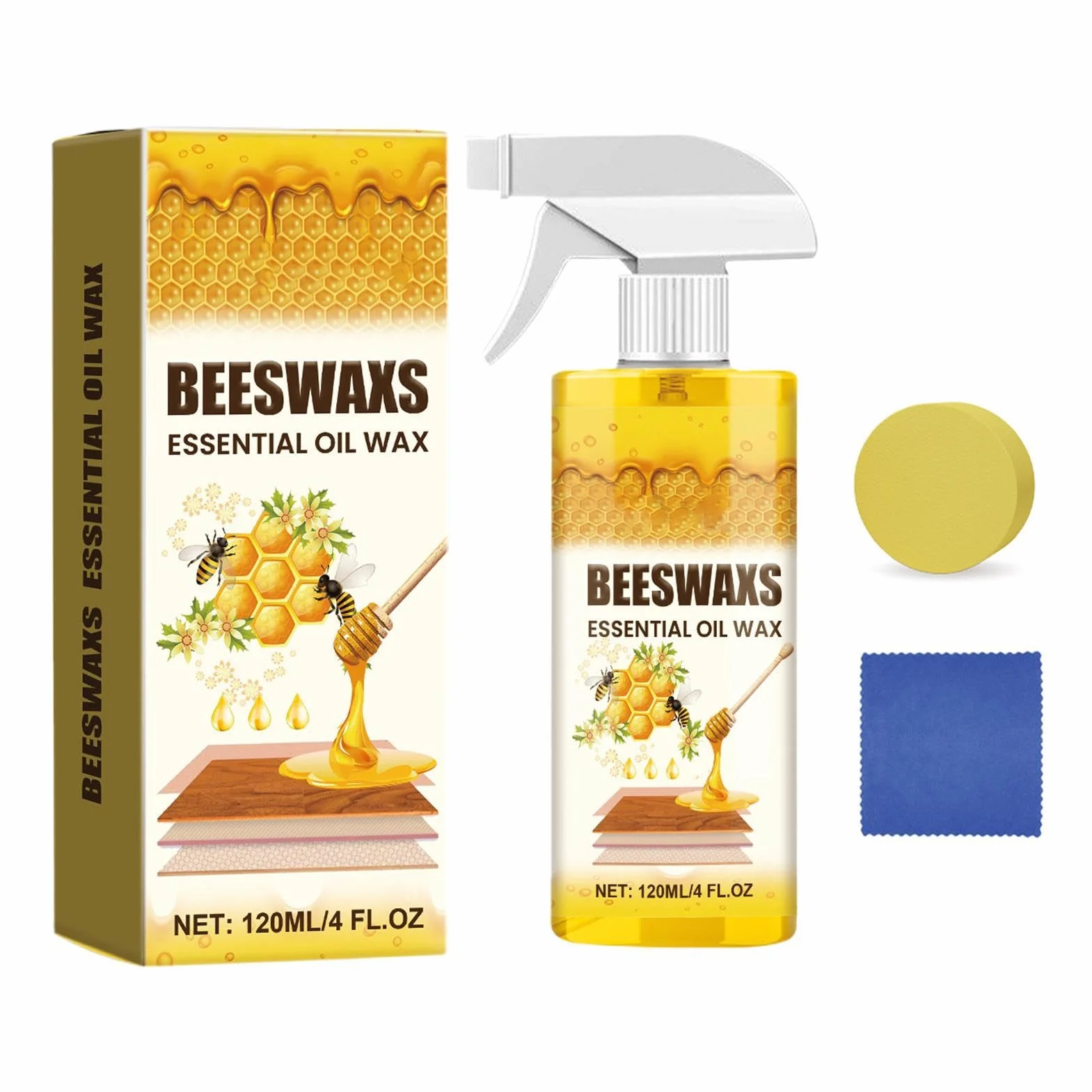 Wood Cleaner and Restorer - Hardwood Spray, Beeswax Formula for Antique Furniture, Removes Scratches, Restores Natural Grain