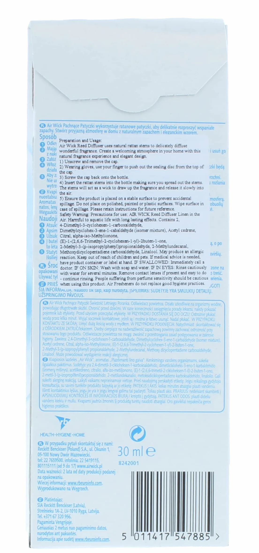Air Wick Pachnące Patyczki Świeżość Letniego Poranka 30 ml