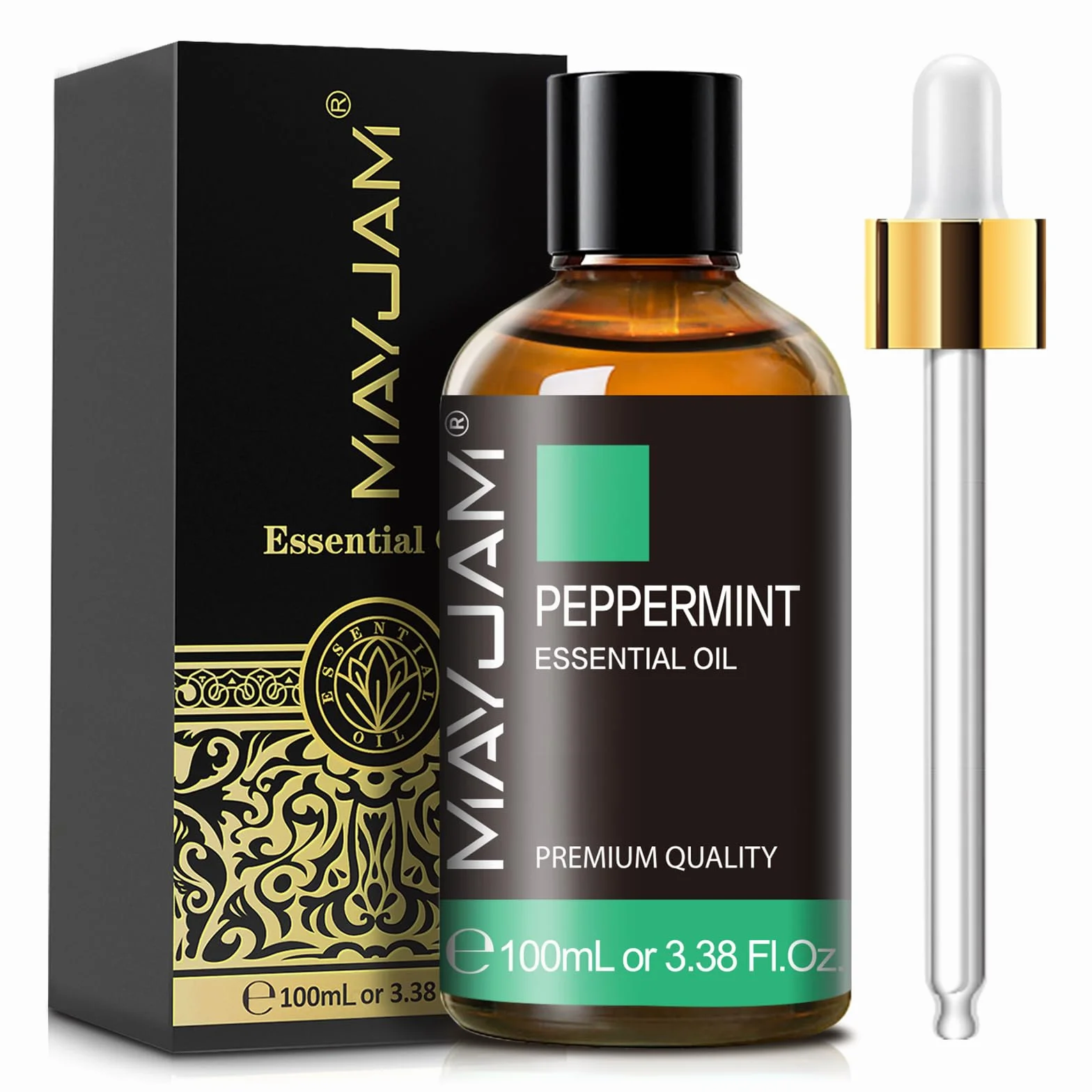Olejek Eteryczny z Mięty Pieprzowej 100 ml, 100% Czysty i Naturalny Oraz Organiczny, Olejek Miętowy do Dyfuzora, Nawilżacza Powietrza, Aromaterapii do Pielęgnacji Skóry, Masażu, Relaksu