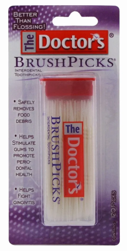 The Doctor's BrushPicks wykałaczki międzyzębowe, pomagają w walce z zapaleniem dziąseł, 120 kostek | opakowanie 12 szt
