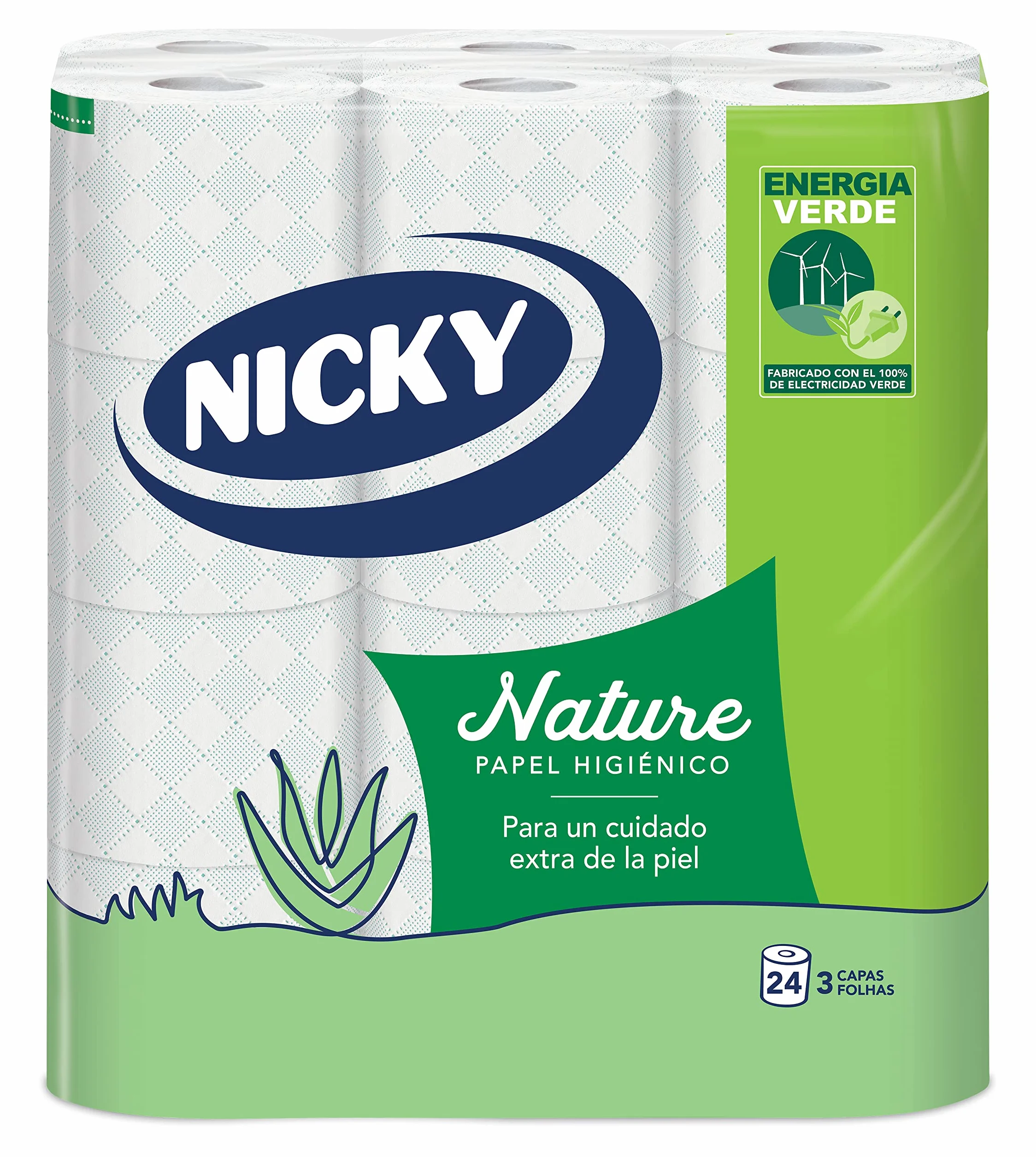 Nicky Papier toaletowy Nature 24 rolki 170 arkuszy 3 warstwy balsam aloesowy