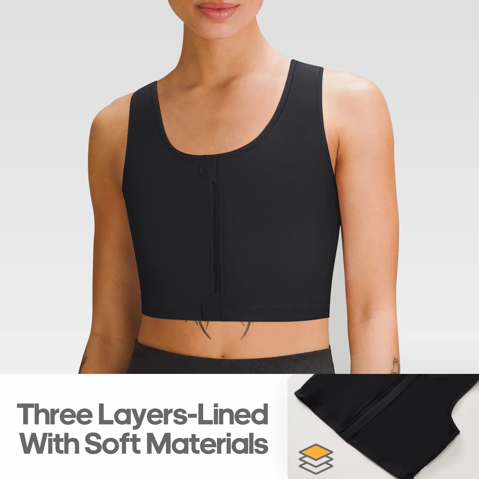 Transgender Binder FTM Zip Up oddychająca opaska na klatkę piersiową