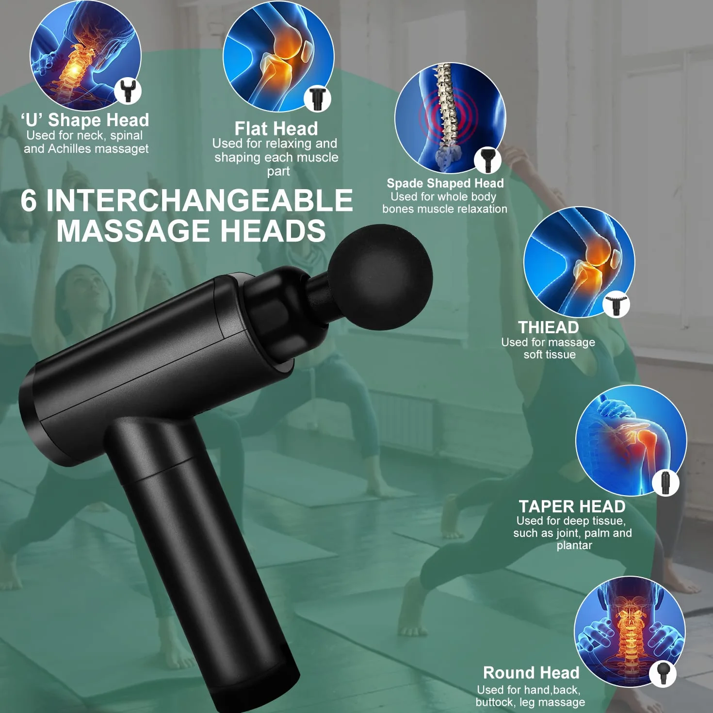 Muscle Massage Gun, 30 Speed Deep Tissue Percussion Massager Muscle Massager with 8 Massage Heads Portable Electric Massager for Athletes