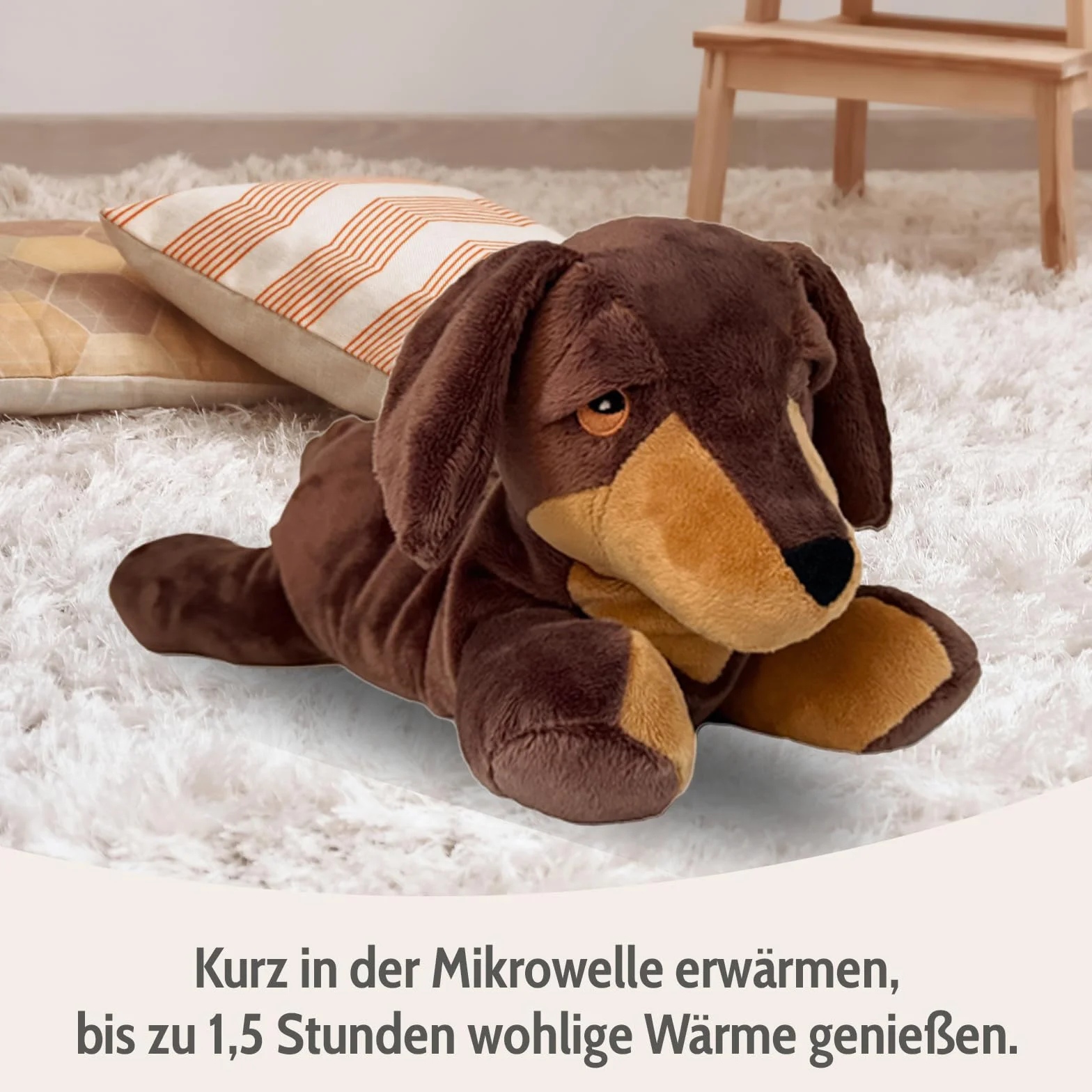 Habibi Plush poduszka termiczna pluszak jamniczek z nadzieniem z prosa podgrzewana przytulanka do mikrofalowej piekarnika