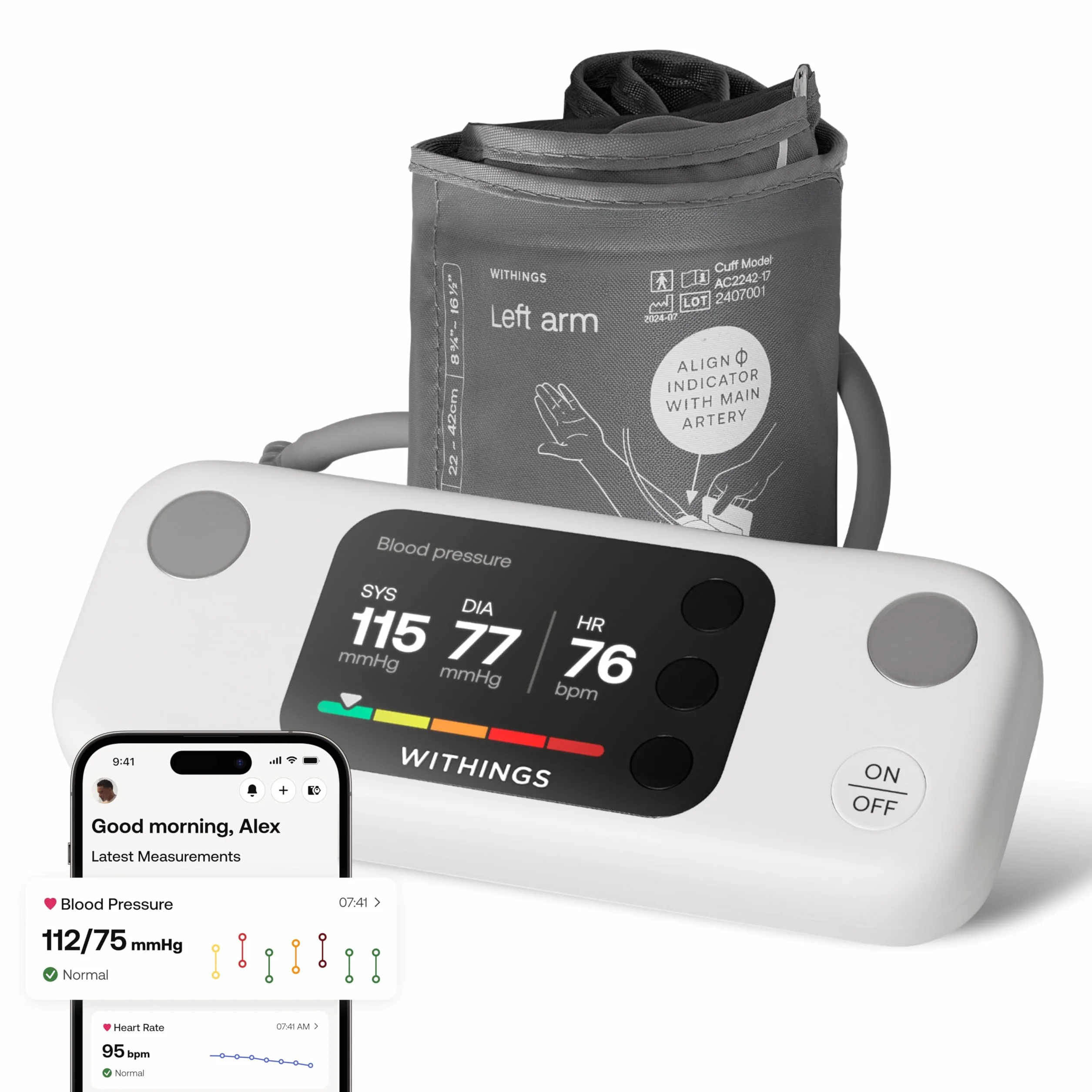 Withings BPM Vision Inteligentny Naramienny Ciśnieniomierz z EKG i Wykrywaniem Migotania Przedsionków iOS Android