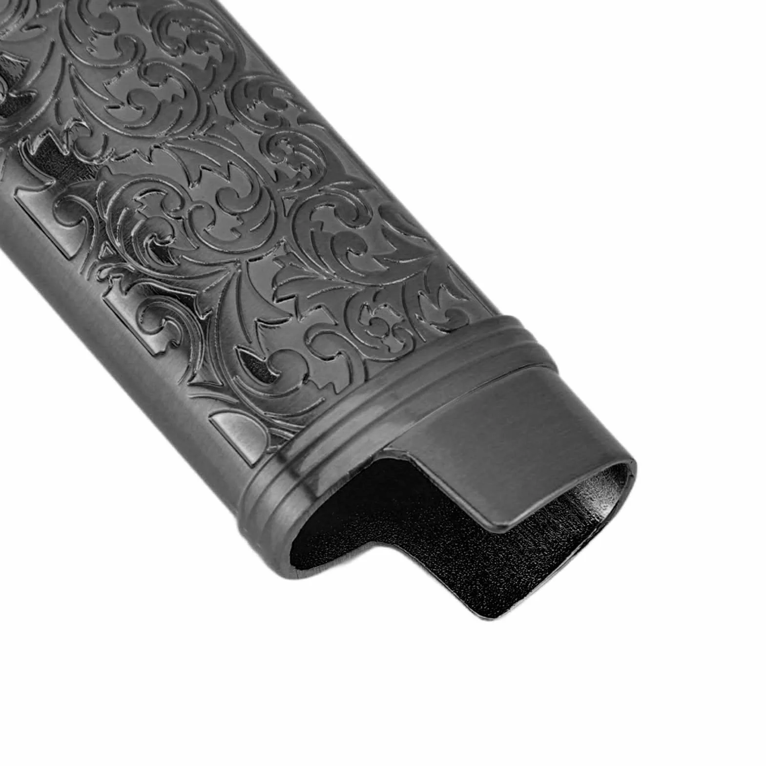Metalowy Pokrowiec na zapalniczkę, Etui na zapalniczkę z Wytłoczonym Motywem Kwiatowym w Stylu Vintage, Konstrukcja ze Stopu Cynku Zapewniająca lżejszą ochronę (BLACK)