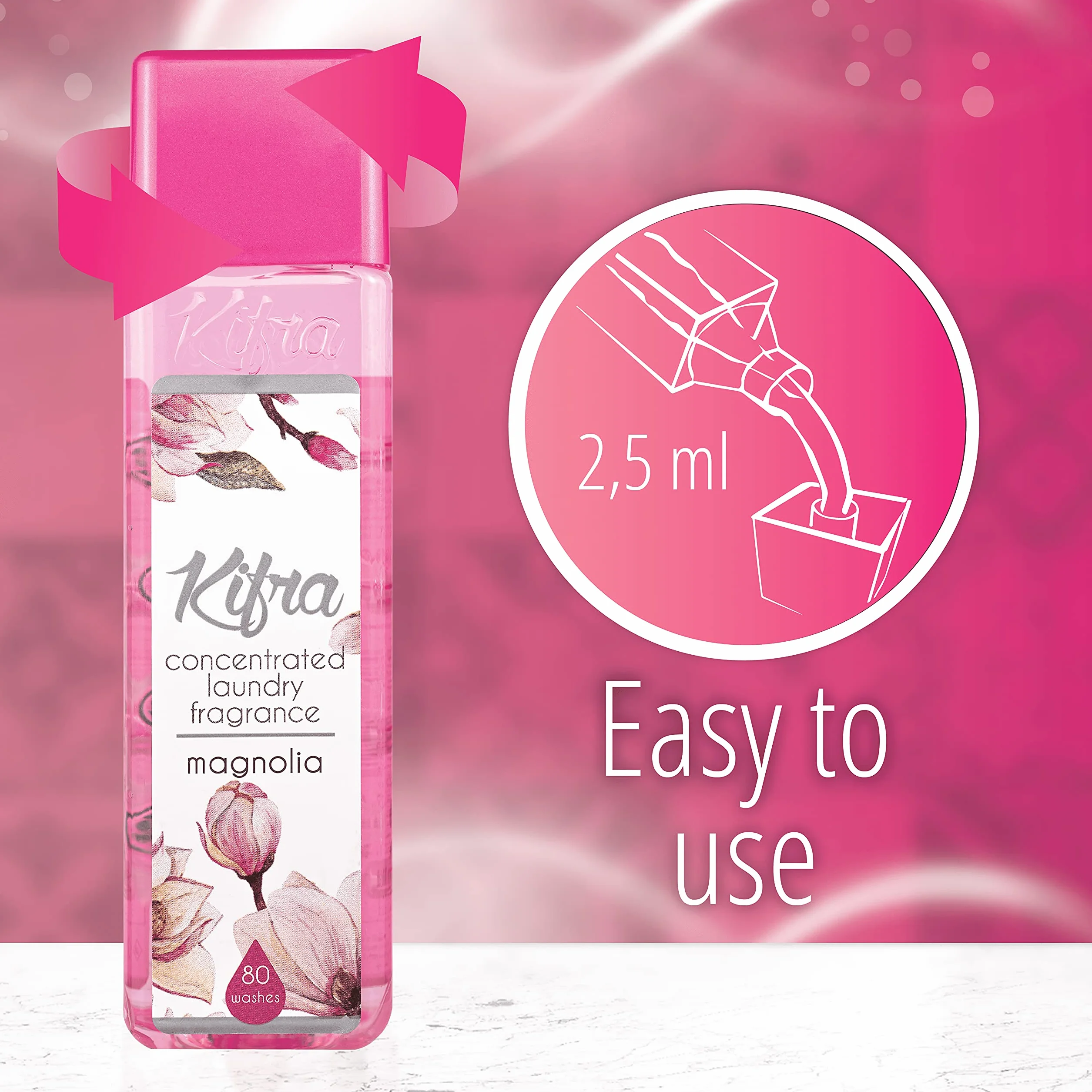 KIFRA Magnolia skoncentrowane perfumy do prania, 200 ml, 80 cykli prania, długotrwały zapach do prania