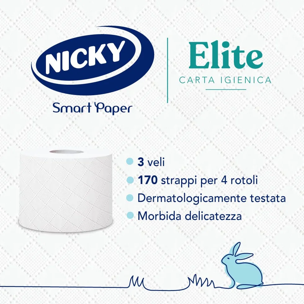 Nicky Elite 3-warstwowy papier toaletowy, 12 rolek