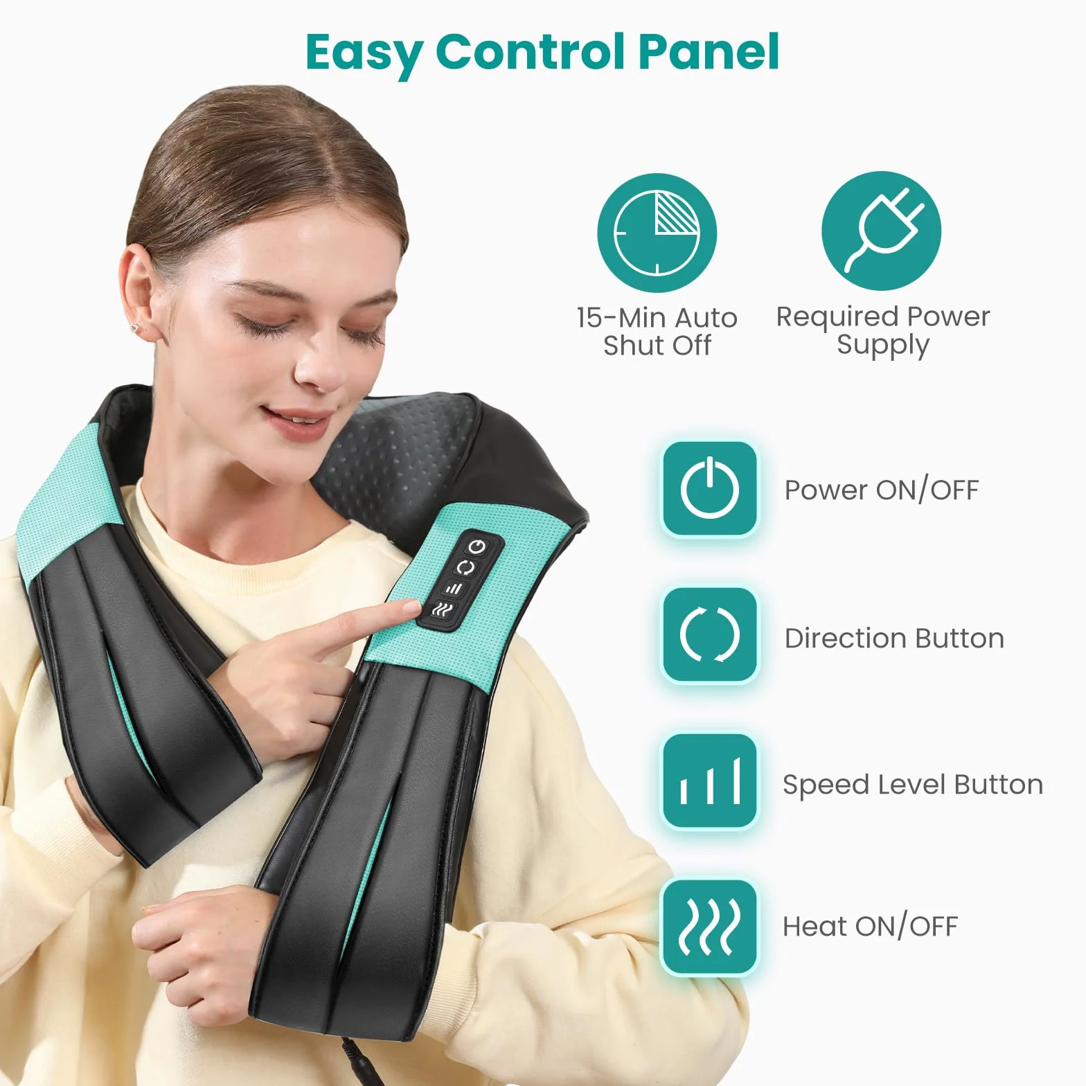 Nekteck 3D shiatsu masażer karku z ogrzewaniem, masażer karku, ramion, głębokich tkanek pleców, aby złagodzić bóle mięśni, można go używać do karku, ramion, pleców, stóp