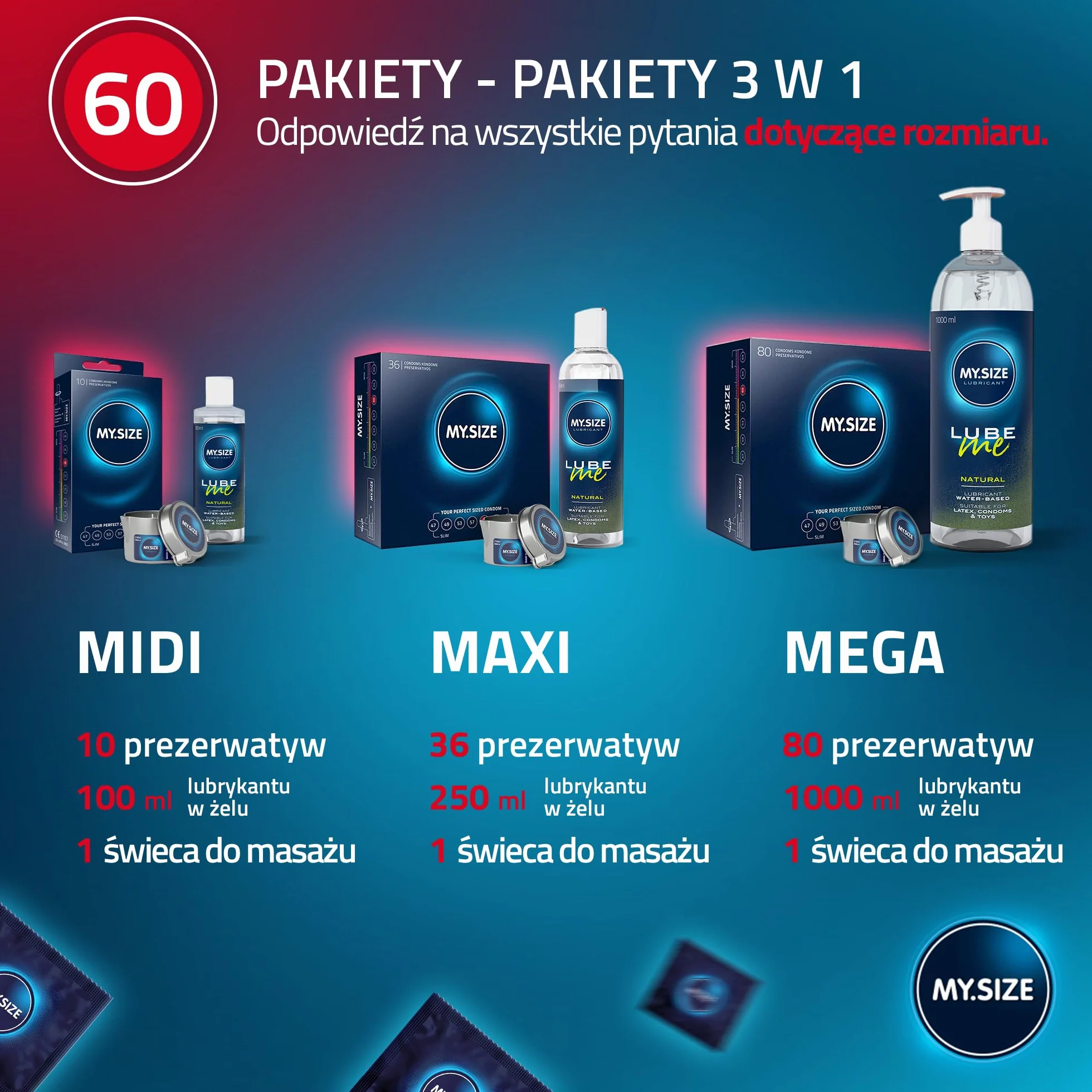Prezerwatywa MY.SIZE 60mm, 10 sztuki - idealne dopasowanie i odpowiedni rozmiar dla każdego