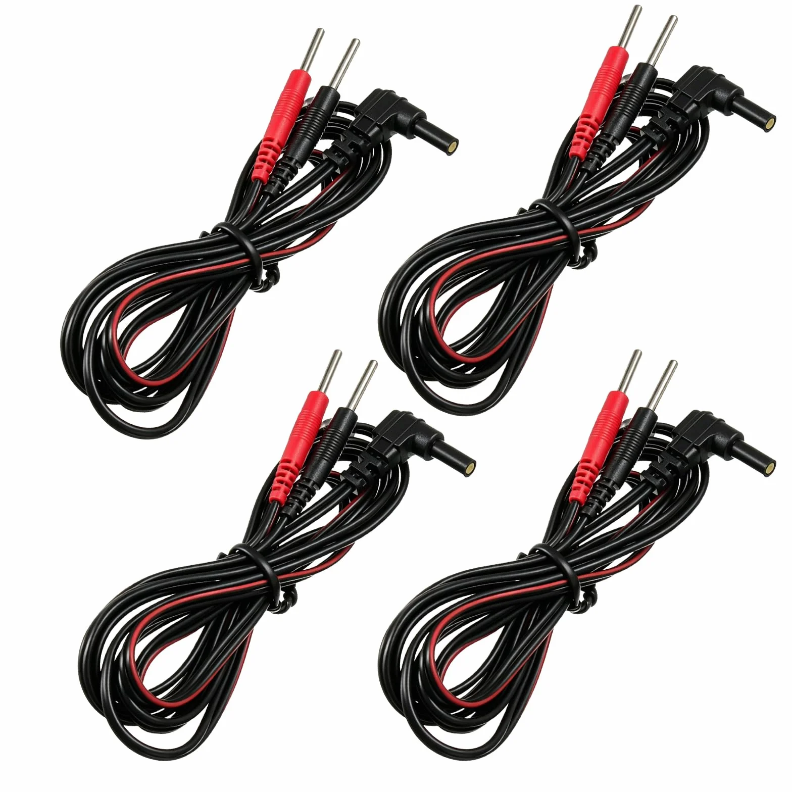TENS EMS 4-częściowy kabel wtykowy 2 mm, elastyczny kabel elektrodowy 1,25 m do elektroterapii
