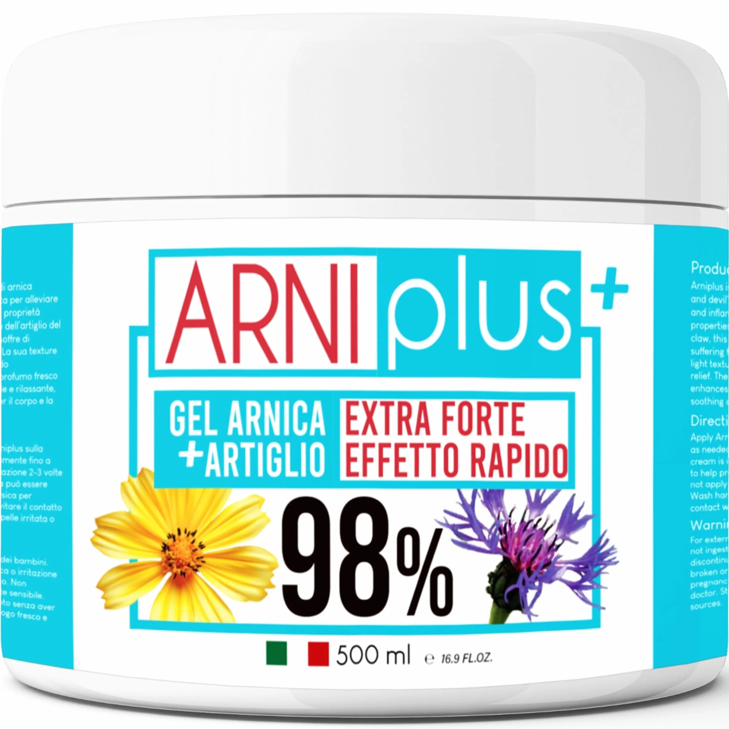 ARNIplus+ Arnika Gel ekstra mocny 500 ml, z witaminą C, silnie skoncentrowana maść z arniki na zakwasy, do rozluźnienia mięśni, maść na zapalenie pochewek ścięgien, chłodząca maść sportowa do mięśni