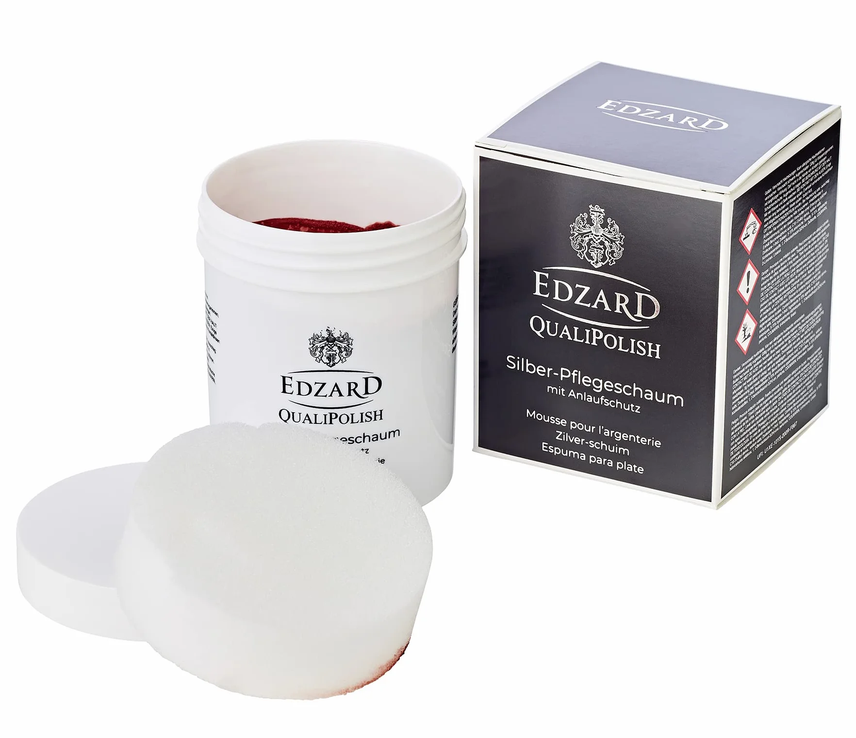 EDZARD QualiPolish® srebrna pianka pielęgnacyjna (200 g) do czyszczenia biżuterii, monet i sztućców z mosiądzu, srebra i złota – środek czyszczący, politura do pielęgnacji – srebrna kąpiel do