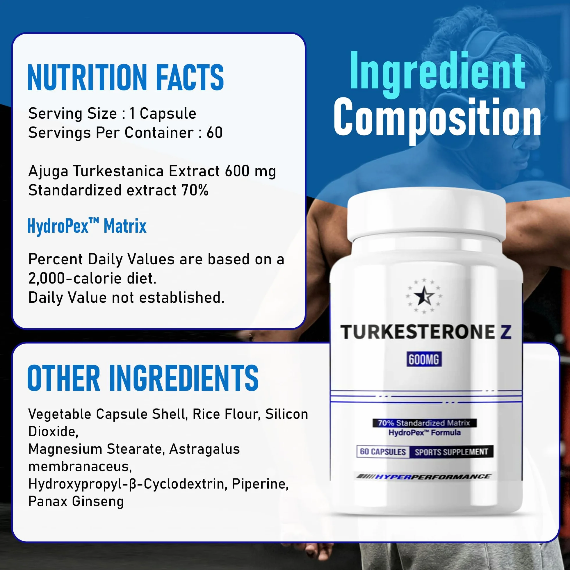 Turkesterone Supreme 70% z HydroPex™ - kapsułki 60 V (600 mg) - Apex®