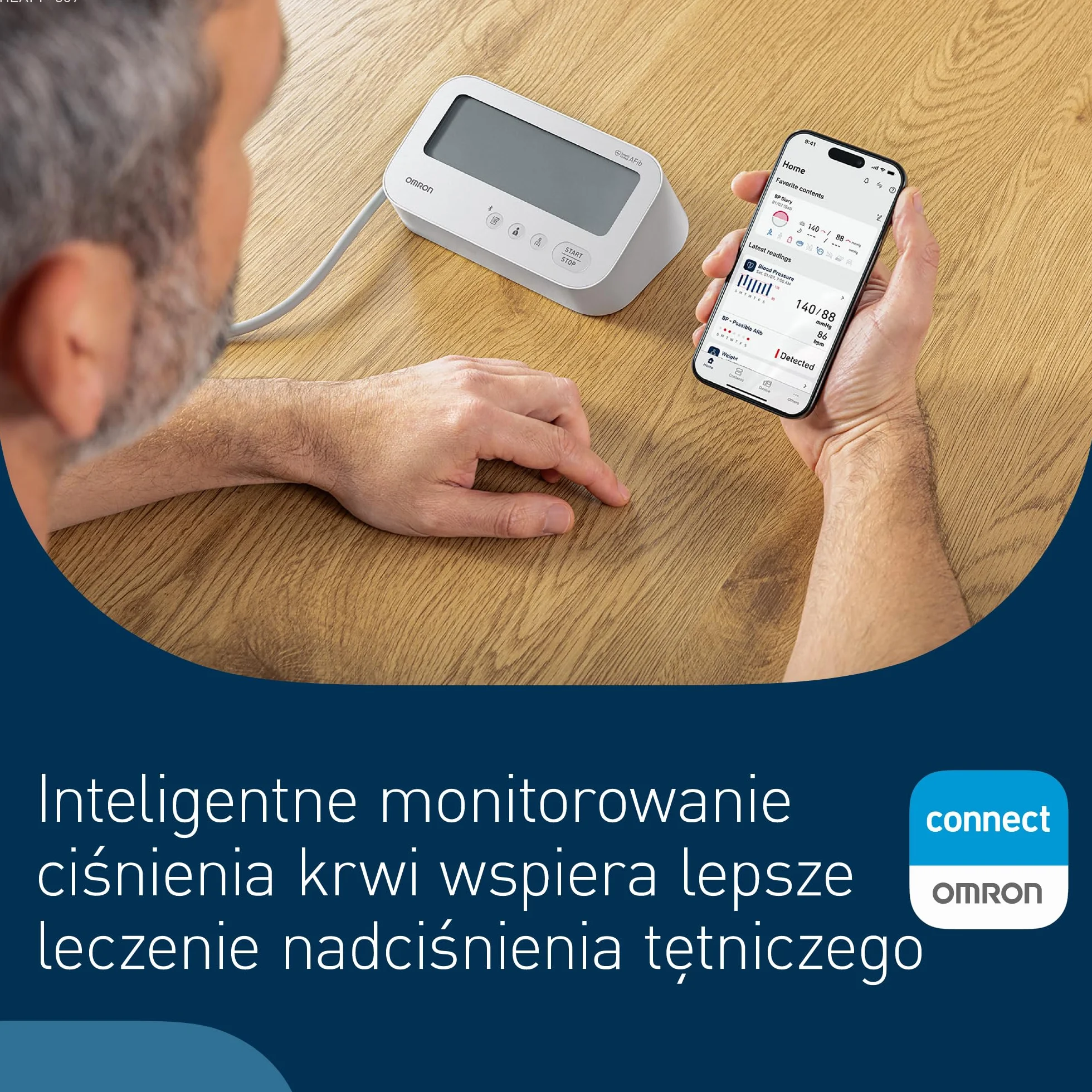 OMRON X4 Connect AFib Ciśnieniomierz Naramienny, Urządzenie Mierzące Ciśnienie Krwi z Mankietem (22-42 cm), Aparat do Ciśnienia Wykrywający Migotania Przedsionków z Bluetooth i Aplikacją OMRON Connect
