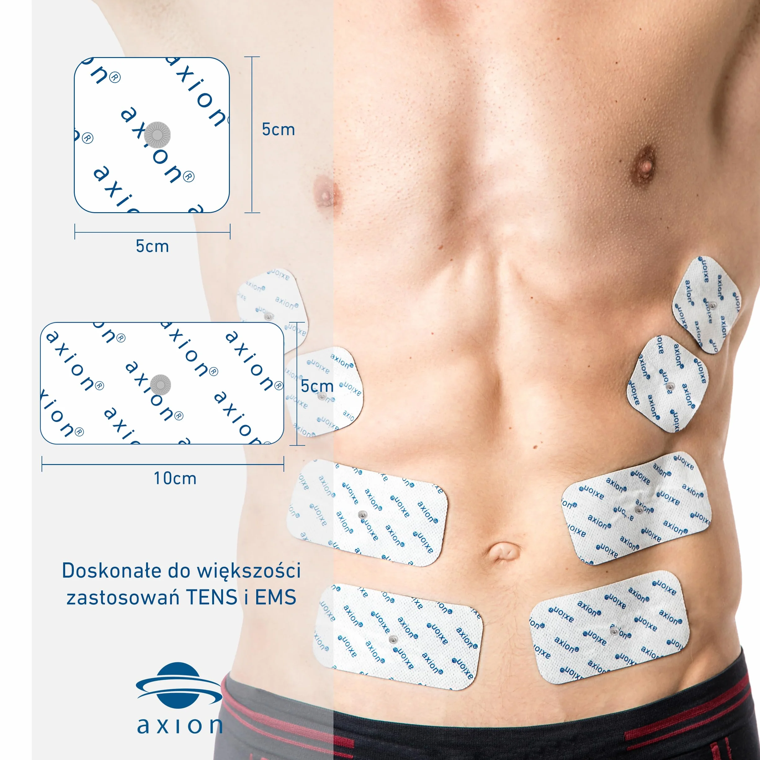 Elektrody samoprzylepne TENS EMS żelowe pasują do Sanitas Beurer Bluetens zestaw 12 szt. 10x5 i 5x5 cm