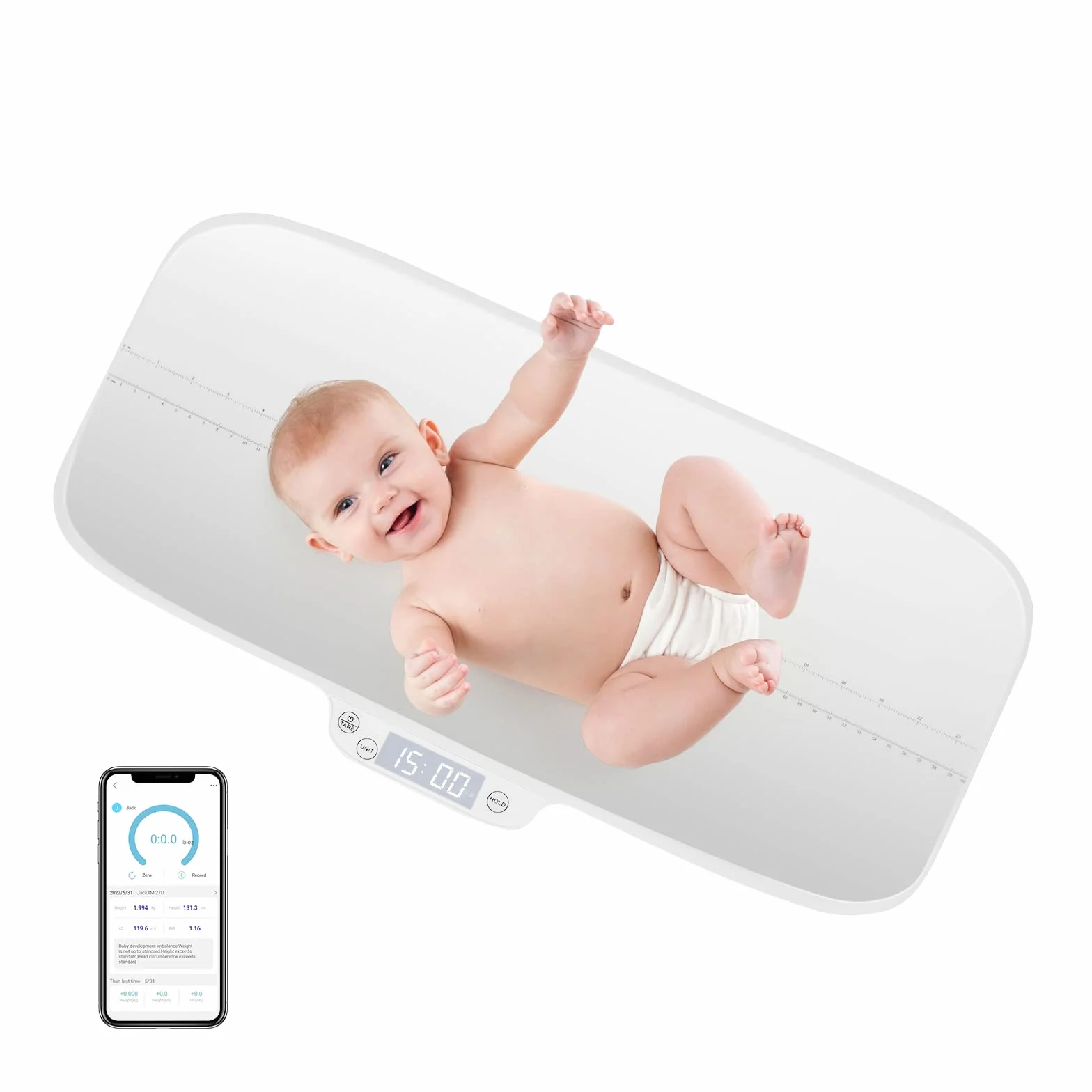 GOPLUS Cyfrowa waga dla niemowląt z Bluetooth i aplikacją, wyświetlacz LED, funkcja tarowania