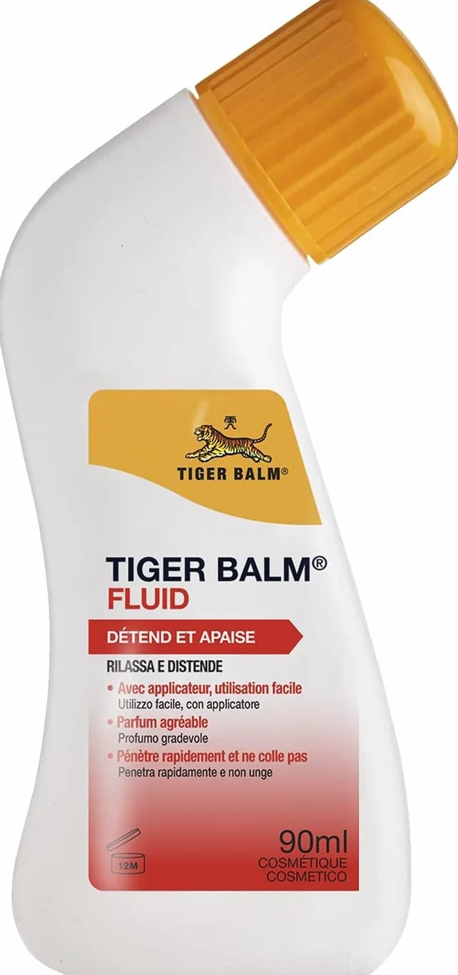 Płynny balsam tygrysa relaksuje i łagodzi - krem do masażu szyi lub pleców, zapach mentolu, kamfory i olejku eterycznego z eukaliptusa, szybko i bez kleju, 90 ml