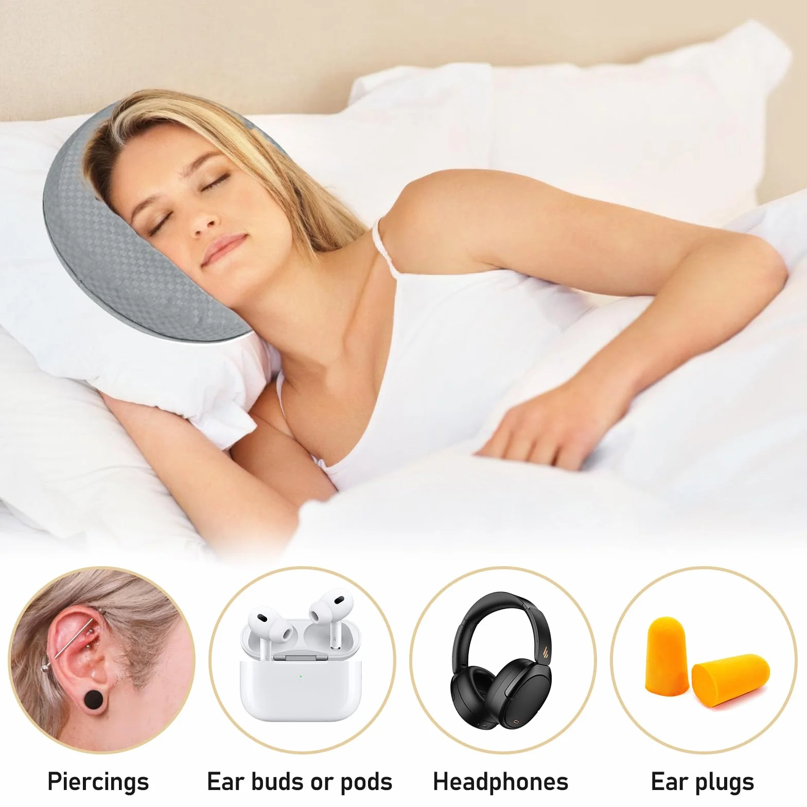 Poduszka do piercingu z otworem, poduszka w kształcie donuta, przeciw bólom ucha, miękka poduszka do piercingu, poduszka do uszu, poduszka dla osób śpiących na boku, do łagodzenia bólu w uchu