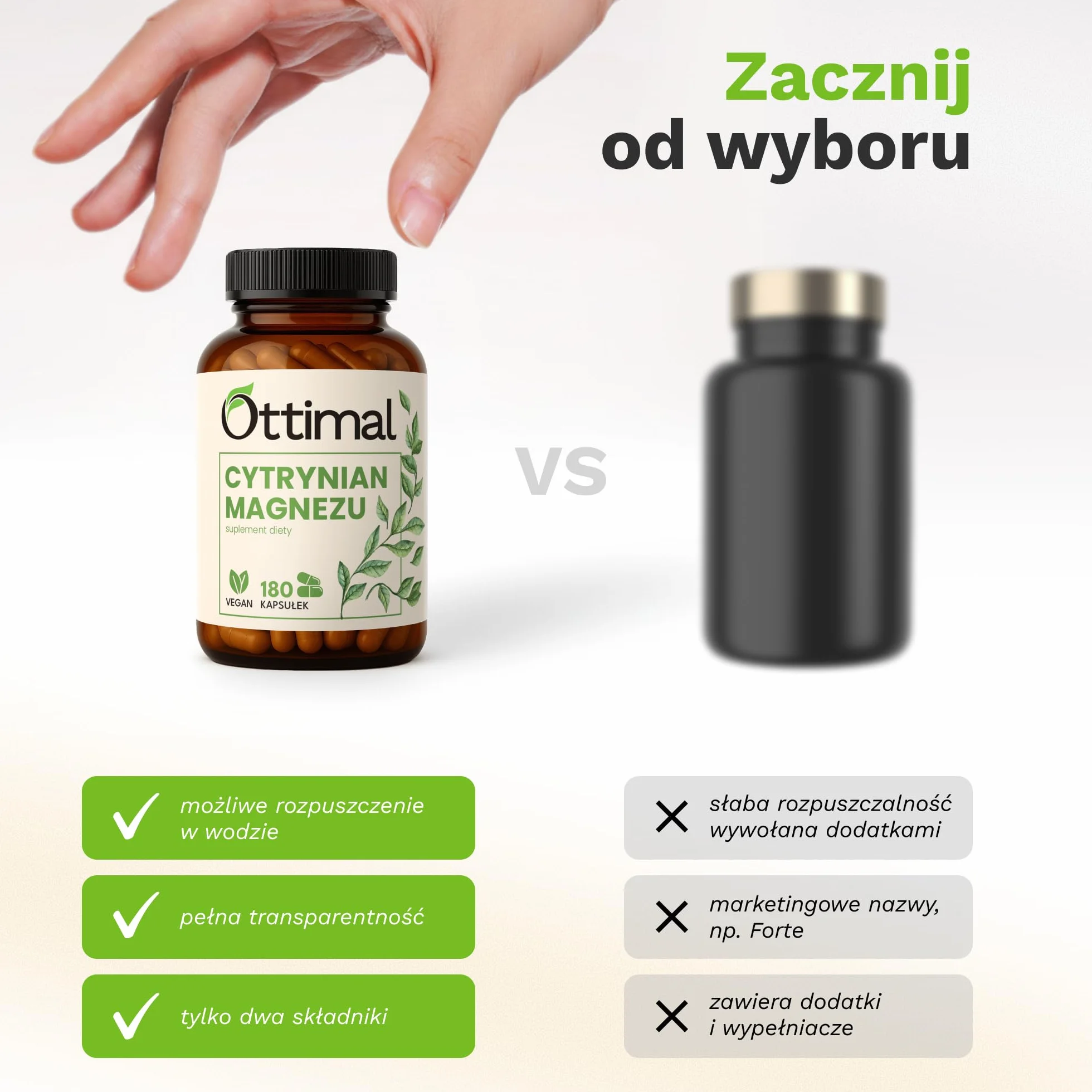 (107% RWS) Cytrynian Magnezu 400 mg - 180 wegańskich kapsułek bez dodatków (przebadany laboratoryjnie) - wysoka dawka 2400 mg w tym 400 mg magnezu elementarnego - zapas na 2 miesiące