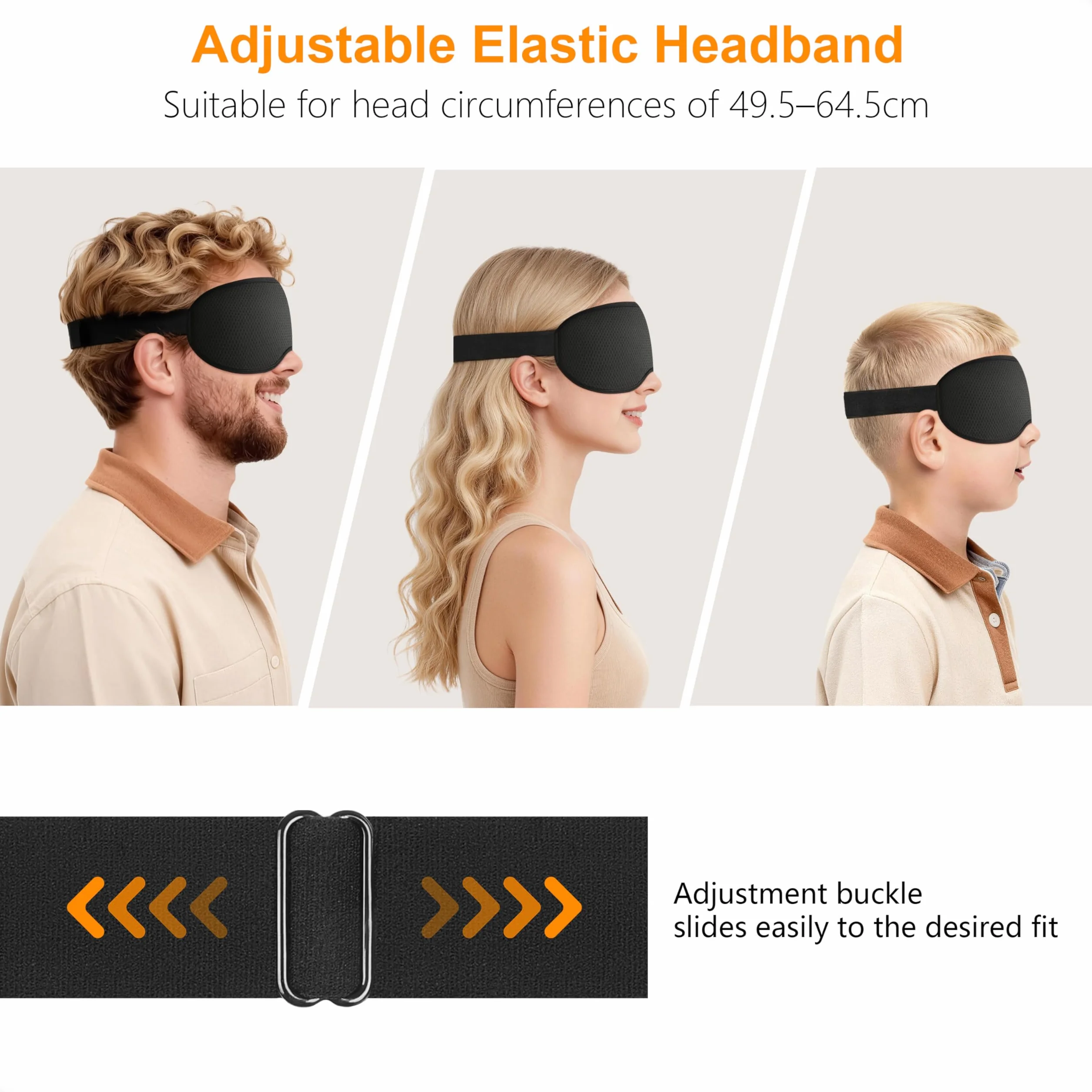 Gritin Maska do Spania 3D z Regulowaną Gumką Ergonomiczna na Oczy