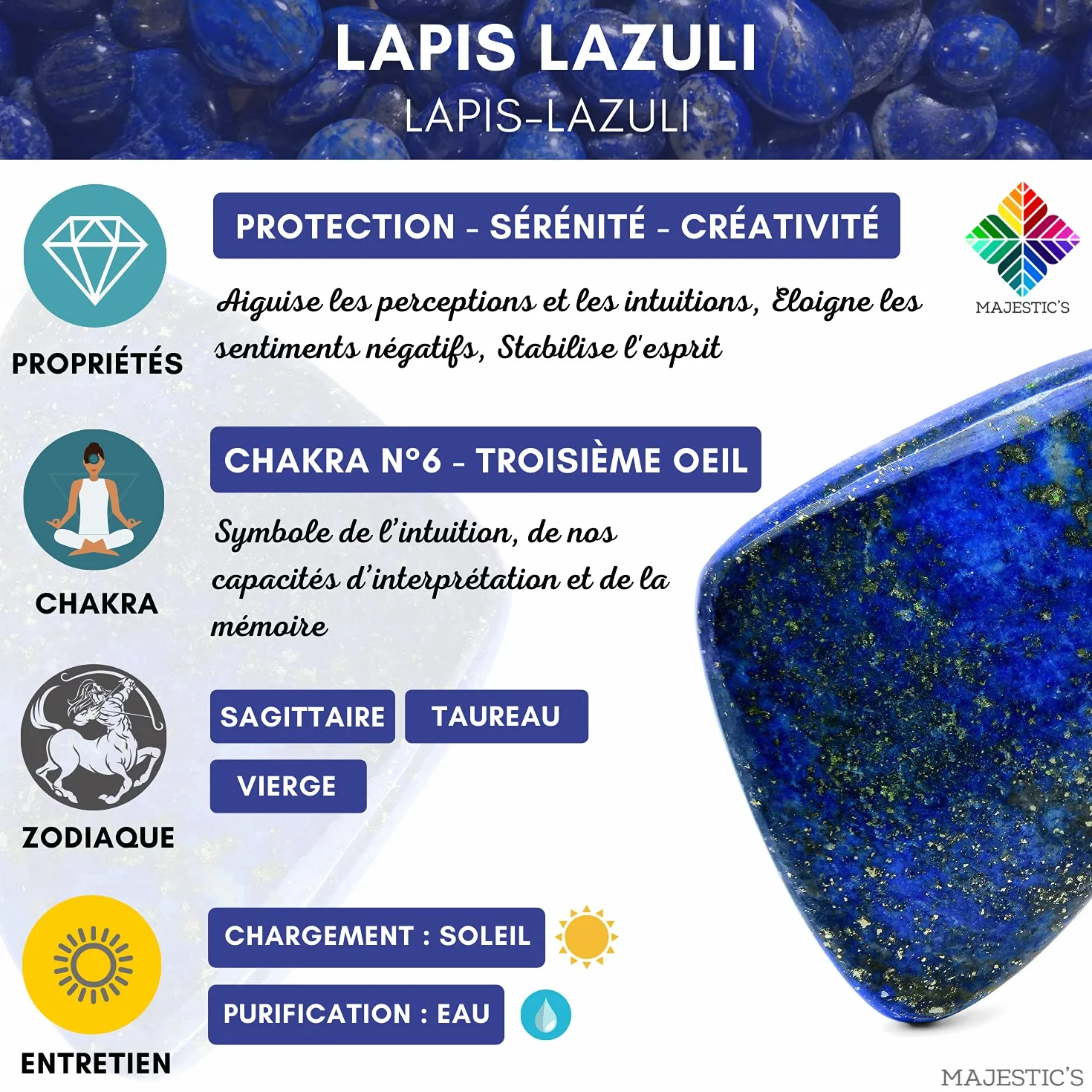 Wróżbiarskie wahadło z Radiestezji LAPIS LAZULI - Wieszak z kamienia Lapis Lazuli - 14 GR [Zadowolenie lub Wyściełane]