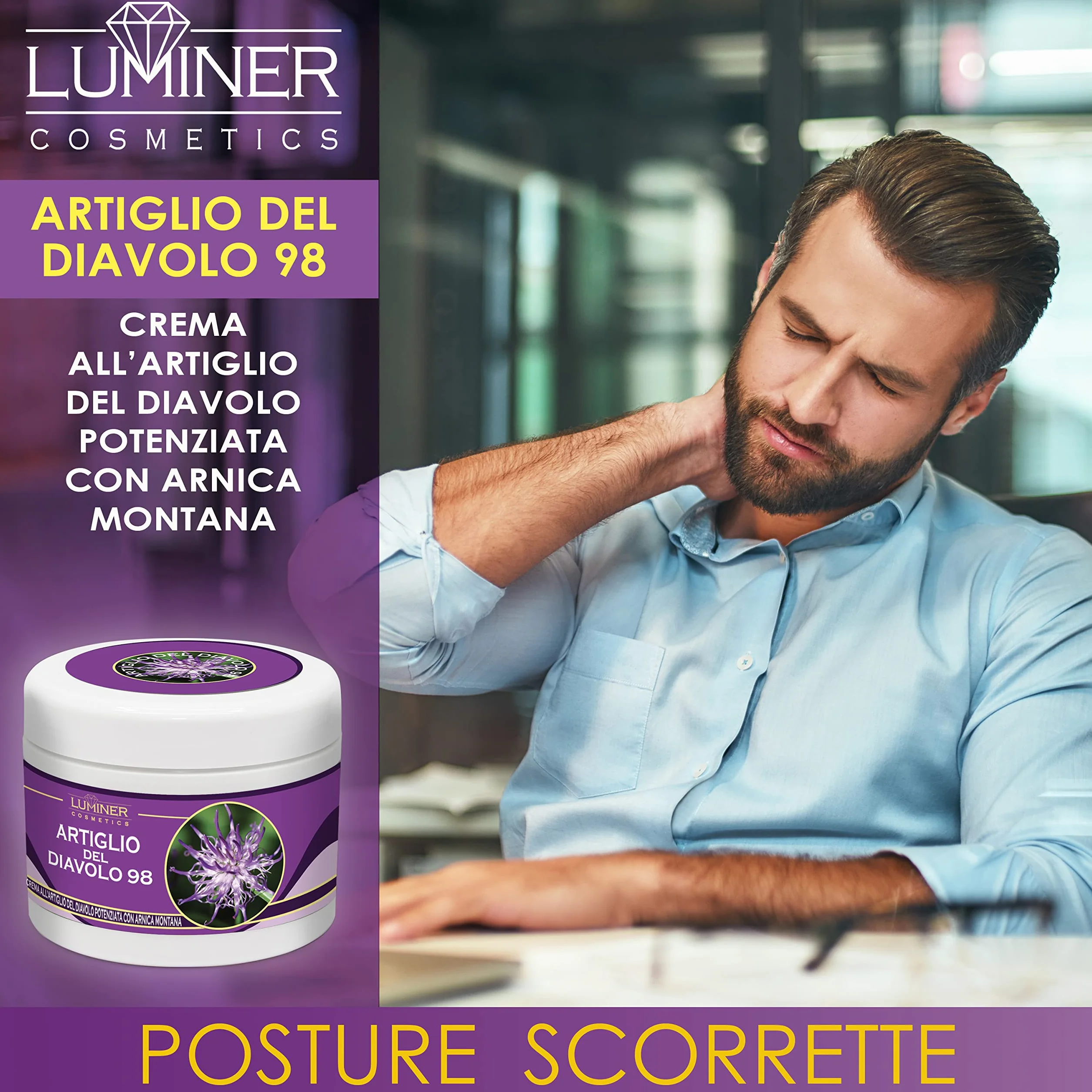 LUMINER Bardzo silna maść Harpagate 200 ml, krem Harpaid i arnika do masażu stawów i mięśni, szybko działająca naturalna formuła skoncentrowana Made in Italy