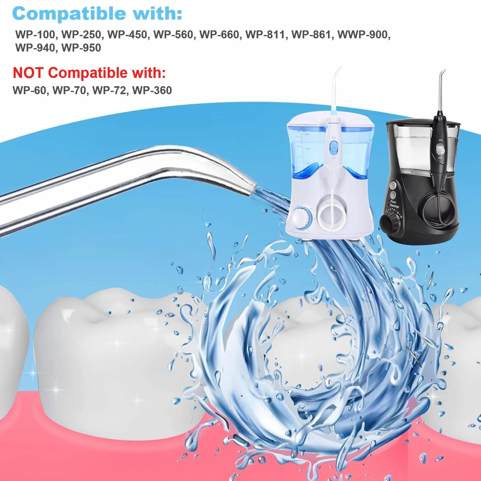 7 szt. Końcówki zapasowe do irygatora ustnego, końcówki hydropulsacyjne kompatybilne z Waterpik Water Flosser, wysokociśnieniowa końcówka Jet Wymiana akcesoria do Waterpik zęby dziąseł