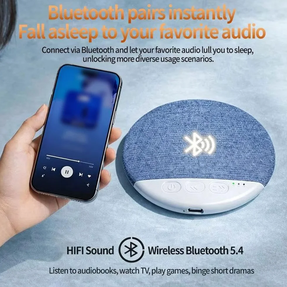 Głośnik Bluetooth do spania mini przewodnictwo kostne biały timer hałasu