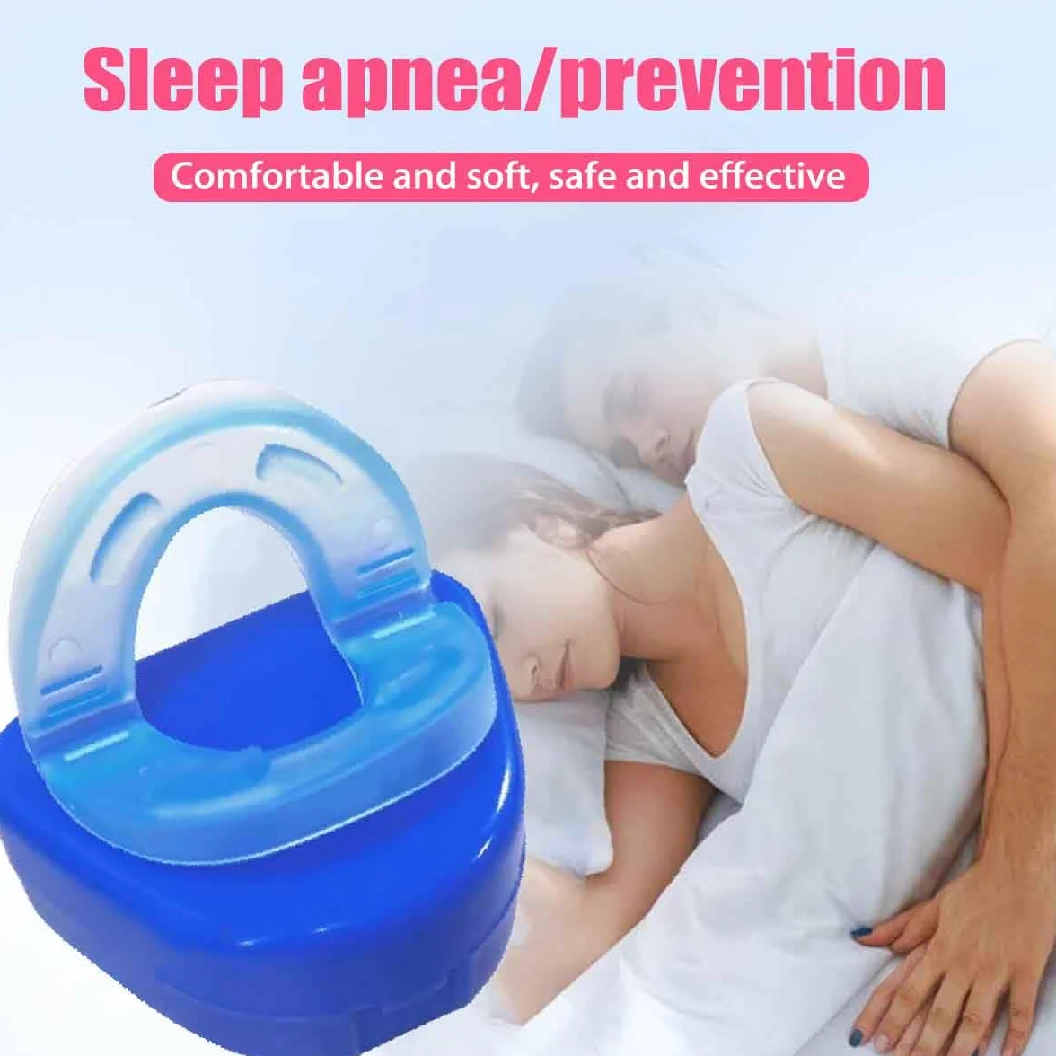 Anti-Snoring Mouthpiece,Food Grade Silicone Material Snore Mouth Guard,Instantly Quiet Antisnoring Device Mouthpiece,Make The Night Quiet,Universal Size for Women & Men (2pcs)