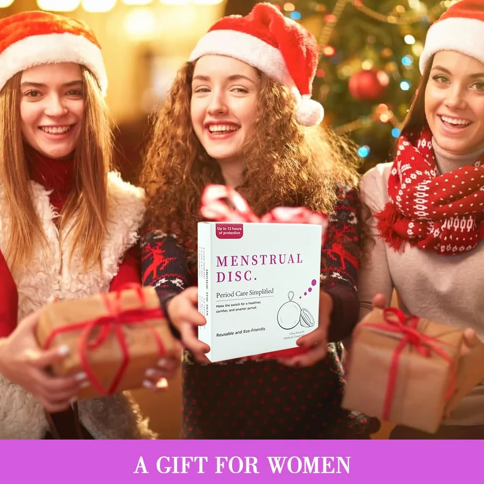 LUFEIS Dysk menstruacyjny, 2 sztuki Dysk menstruacyjny, Wielokrotnego użytku dysk menstruacyjny, Kubek menstruacyjny z silikonu, dla wszystkich natężeń przepływu, Bezpieczny podczas sportu i pływania
