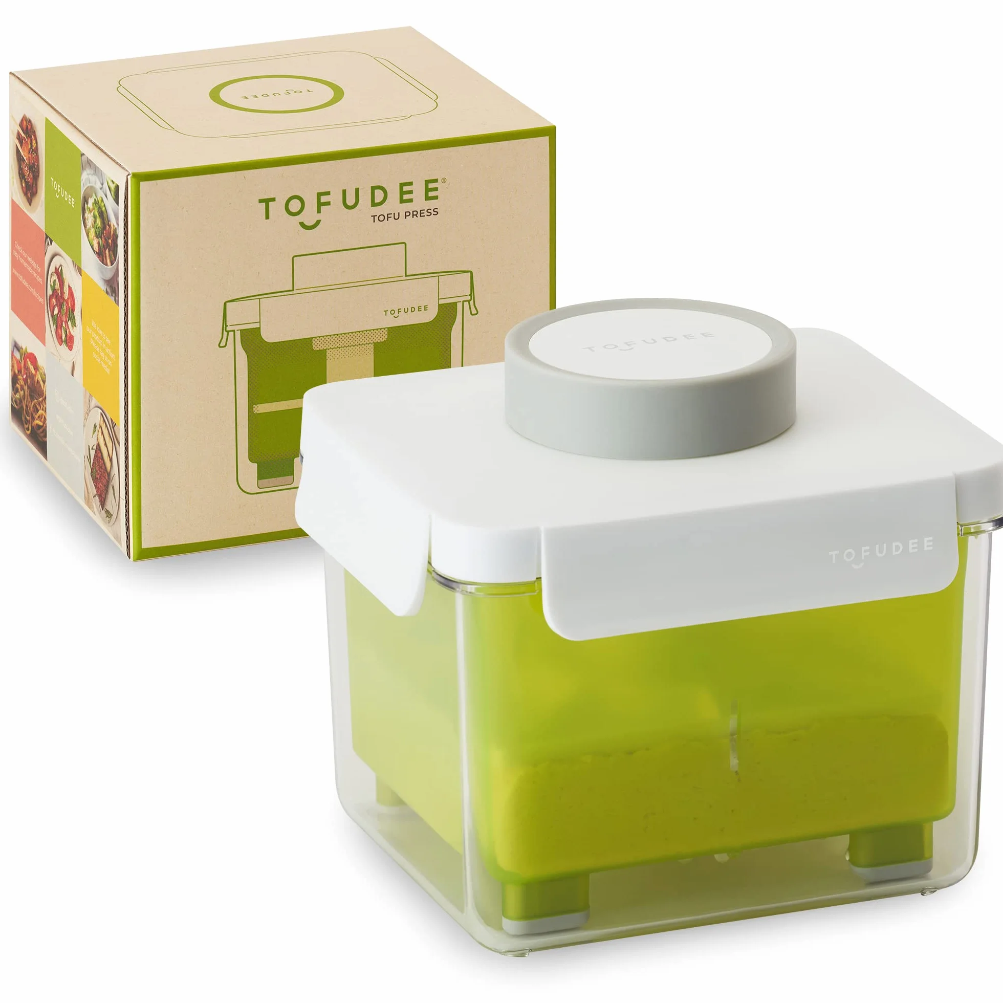 TOFUDEE Prasa do tofu z funkcją Auto IntelliSpring. Opatentowana regulowana wegańska prasa do tofu dla przyspieszenia odprowadzania wody ze wszystkich rodzajów tłoczonego tofu bez pęknięć