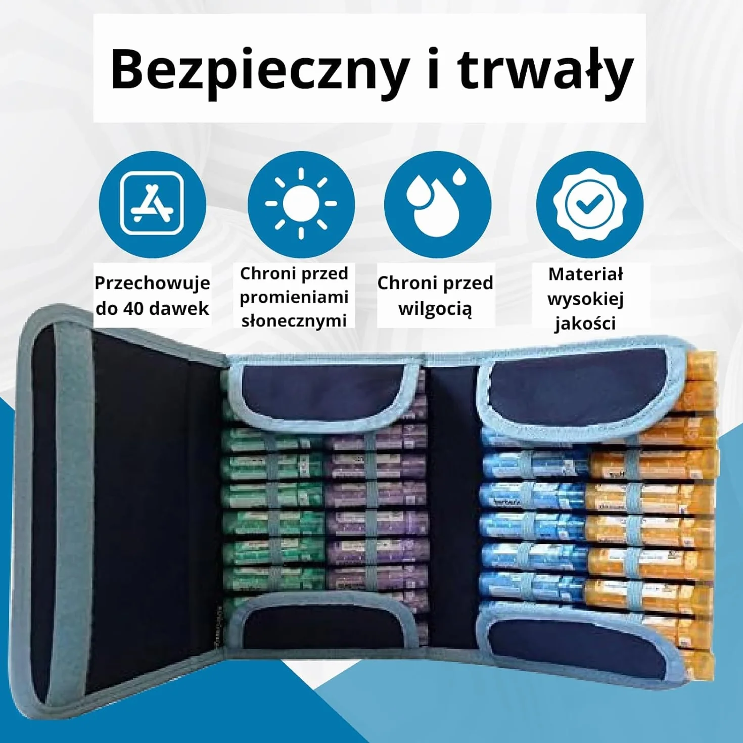 Etui Homeopatyczne 40 Przestrzeni na Fiolki Boiron 4g Niebieski