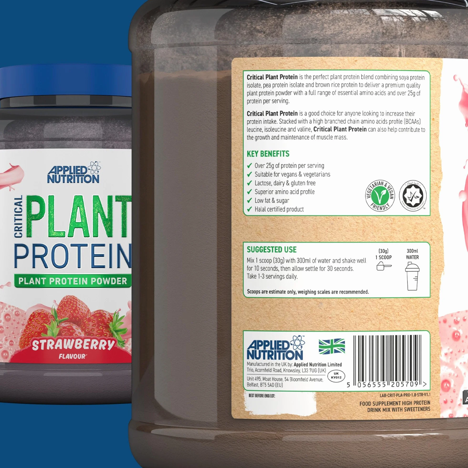 Applied Nutrition Critical Plant Protein, Strawberry - 1800g
