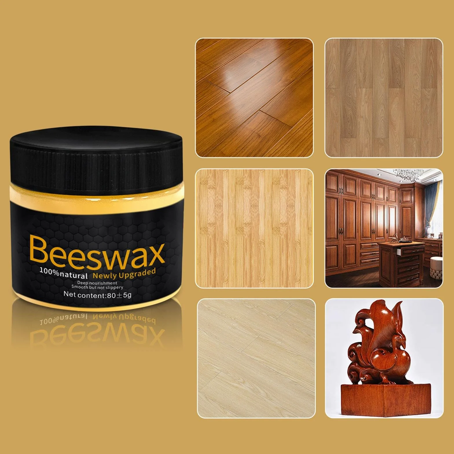 Wood Beeswax Repair Agent 3.15x1.97 Inches Eco Friendly Outdoor Paraffin Restores Protects Wood Floor Cream