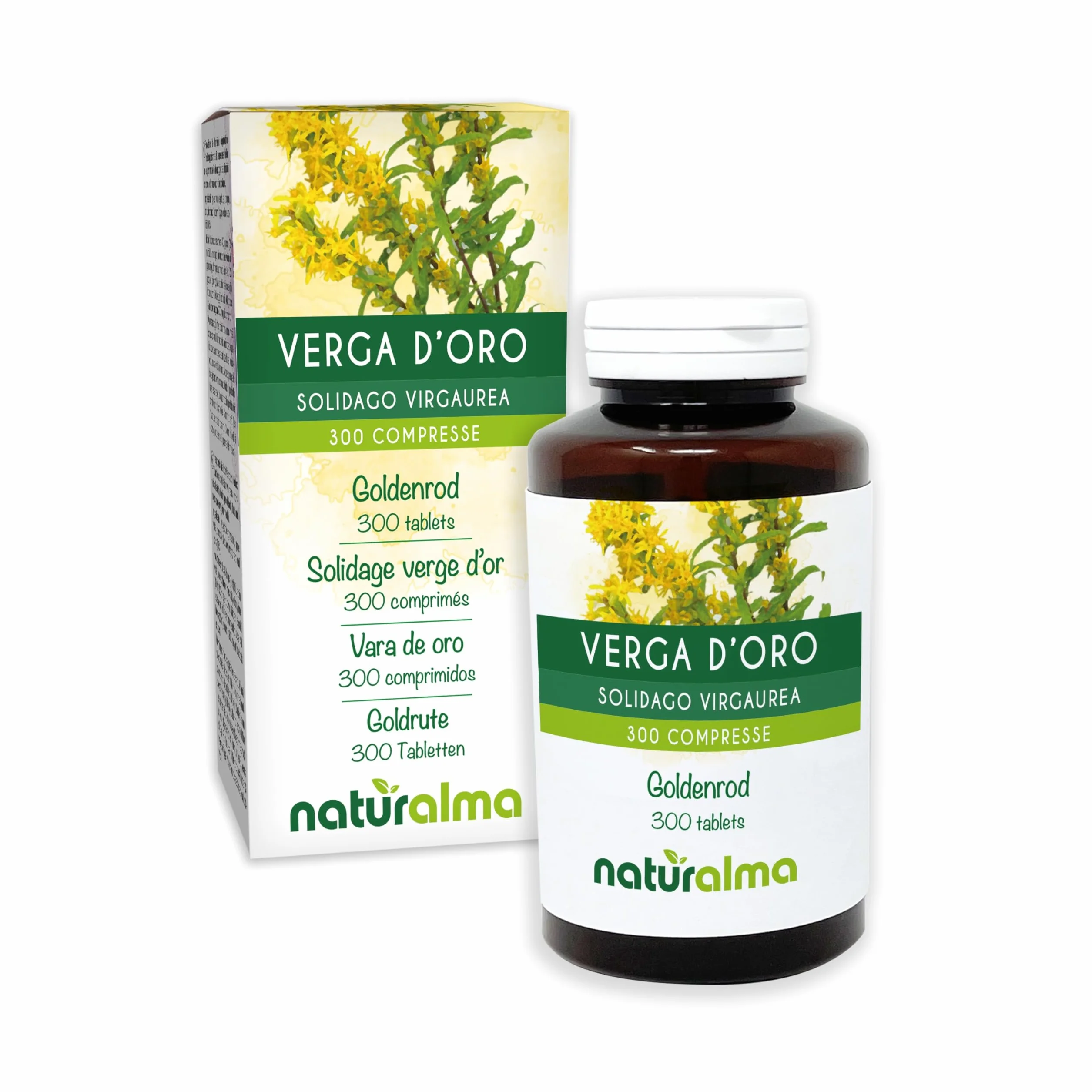 Nawłoć pospolita (Solidago virgaurea) ziele z kwiatami Naturalma - 150 g - 300 tabletek - Suplement diety - Naturalne i Wegańskie