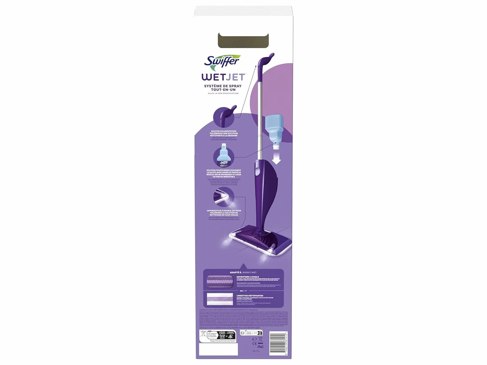 Swiffer WetJet All-In-One Zestaw startowy do wszystkich rodzajów podłóg, z mopem, roztworem czyszczącym i chusteczkami, usuwa inkrustowany brud bez pozostałości