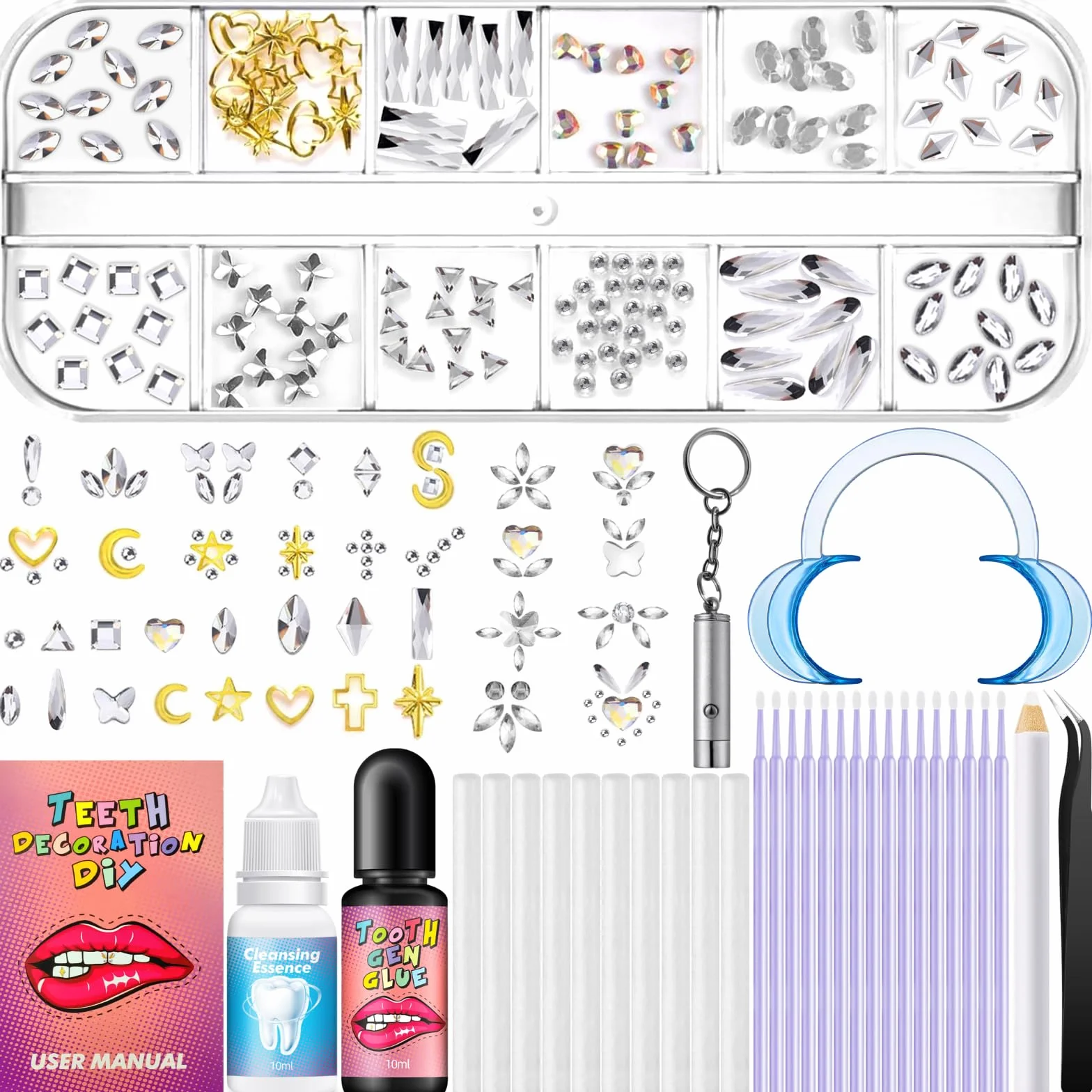 Biżuteria Klejnoty do zębów, 207 sztuk DIY zestaw