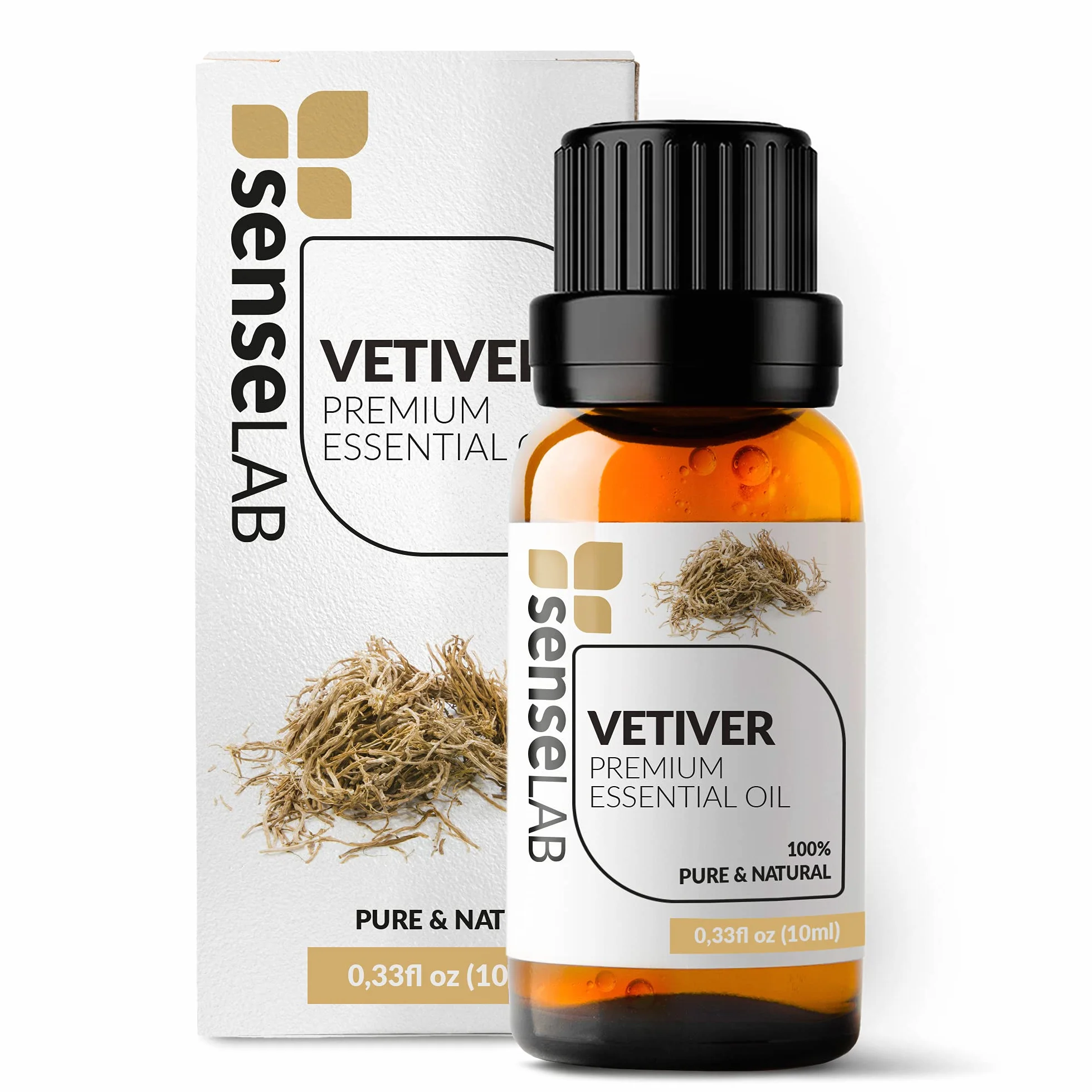 SenseLAB Olejek eteryczny wetiwerowy - 100% czysty naturalny olejek wetiwerowy do dyfuzora aromaterapeutycznego - Koncentracja i łagodzenie napięcia - Olejek zapachowy (10 ml)